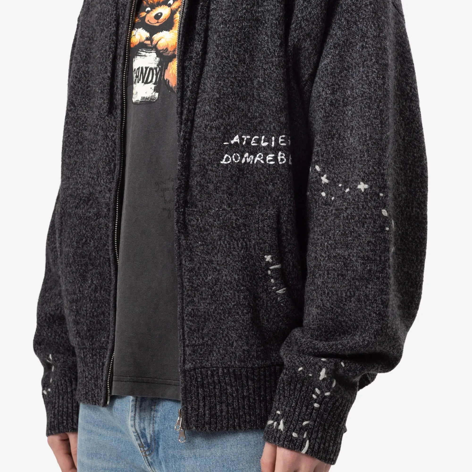 Dom Rebel Renegade Knit Zip Hoody Charcoal - 5