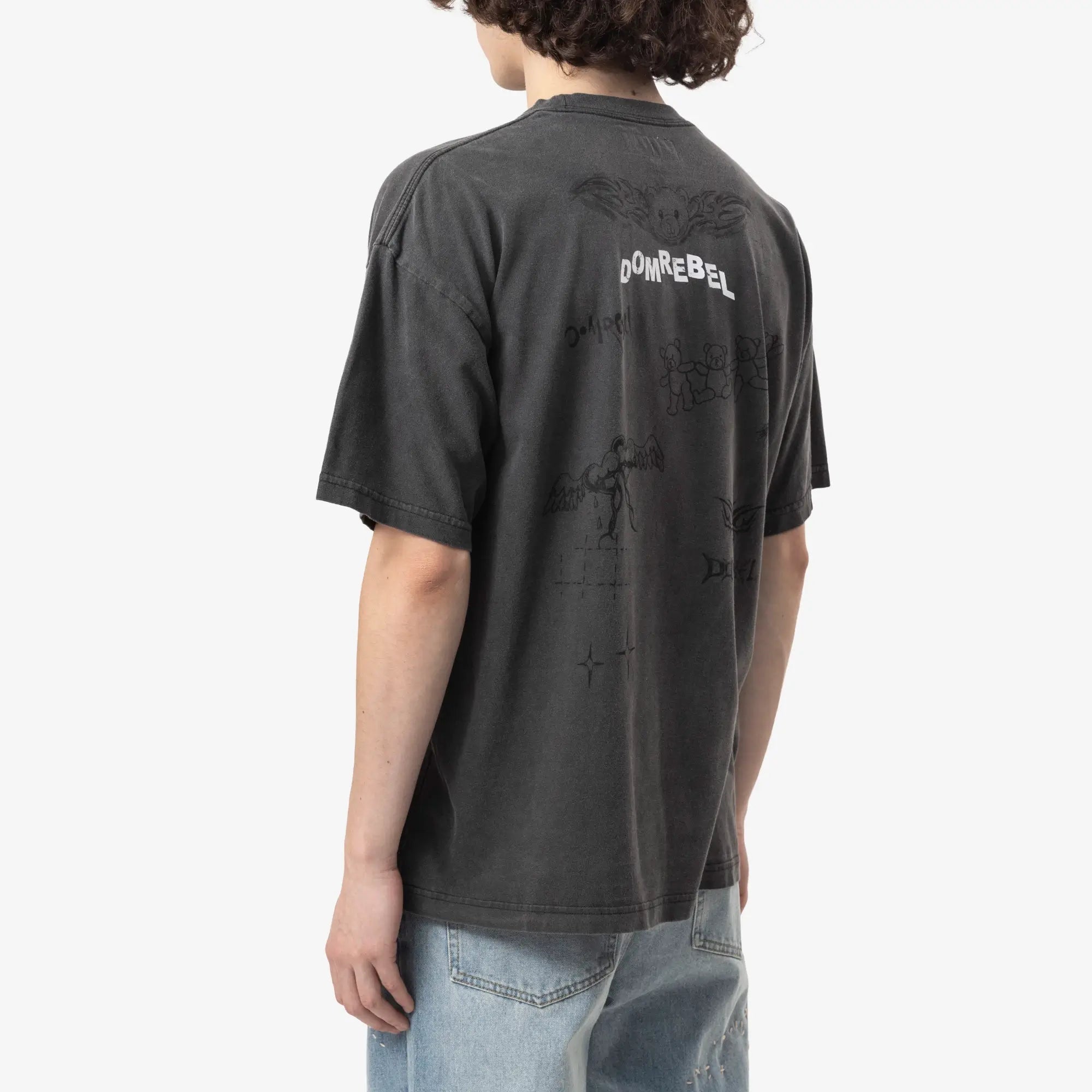 Dom Rebel Snap Sketch T-Shirt Faded Black - 4