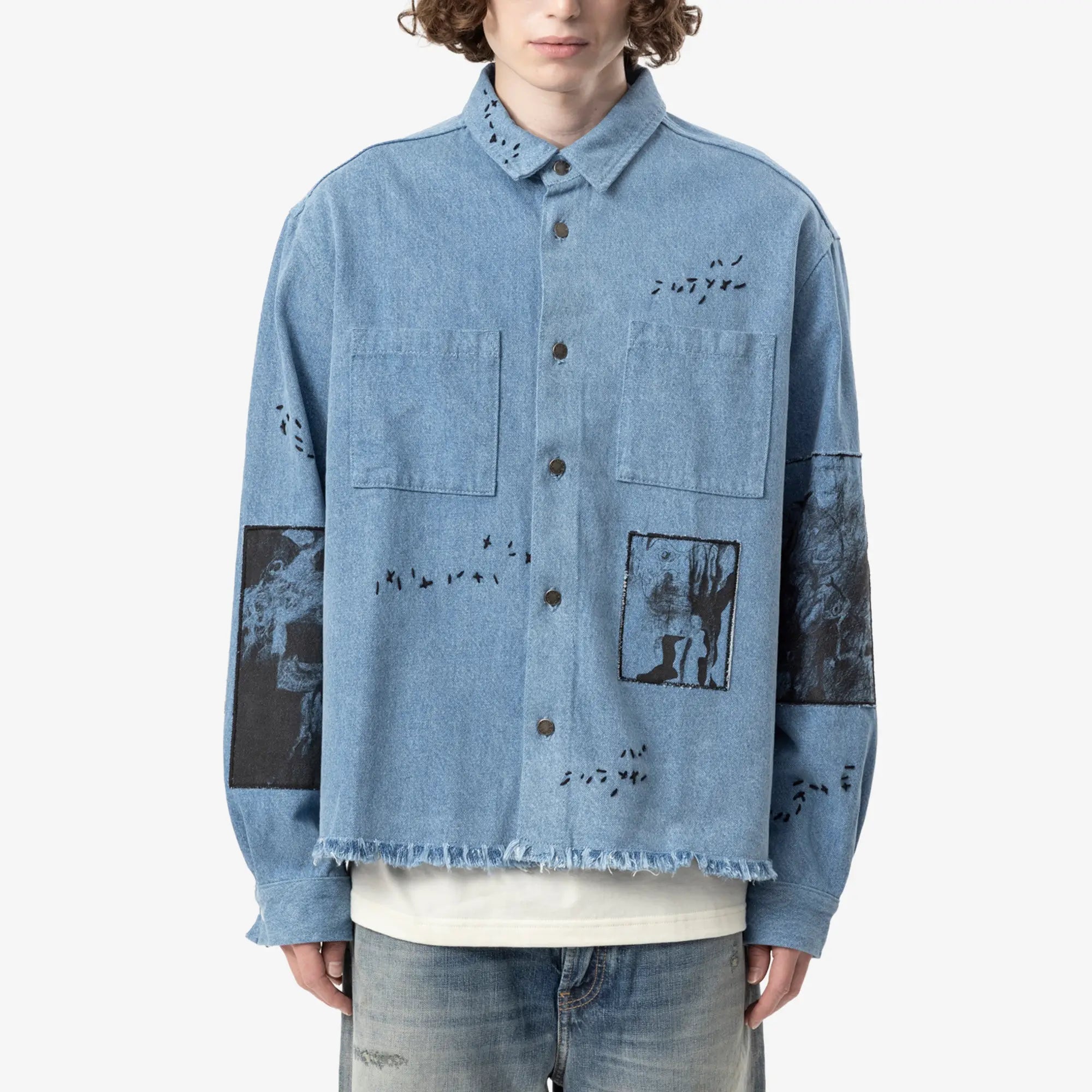 Dom Rebel Unskilled Worker Cropped Overshirt Blue - 1