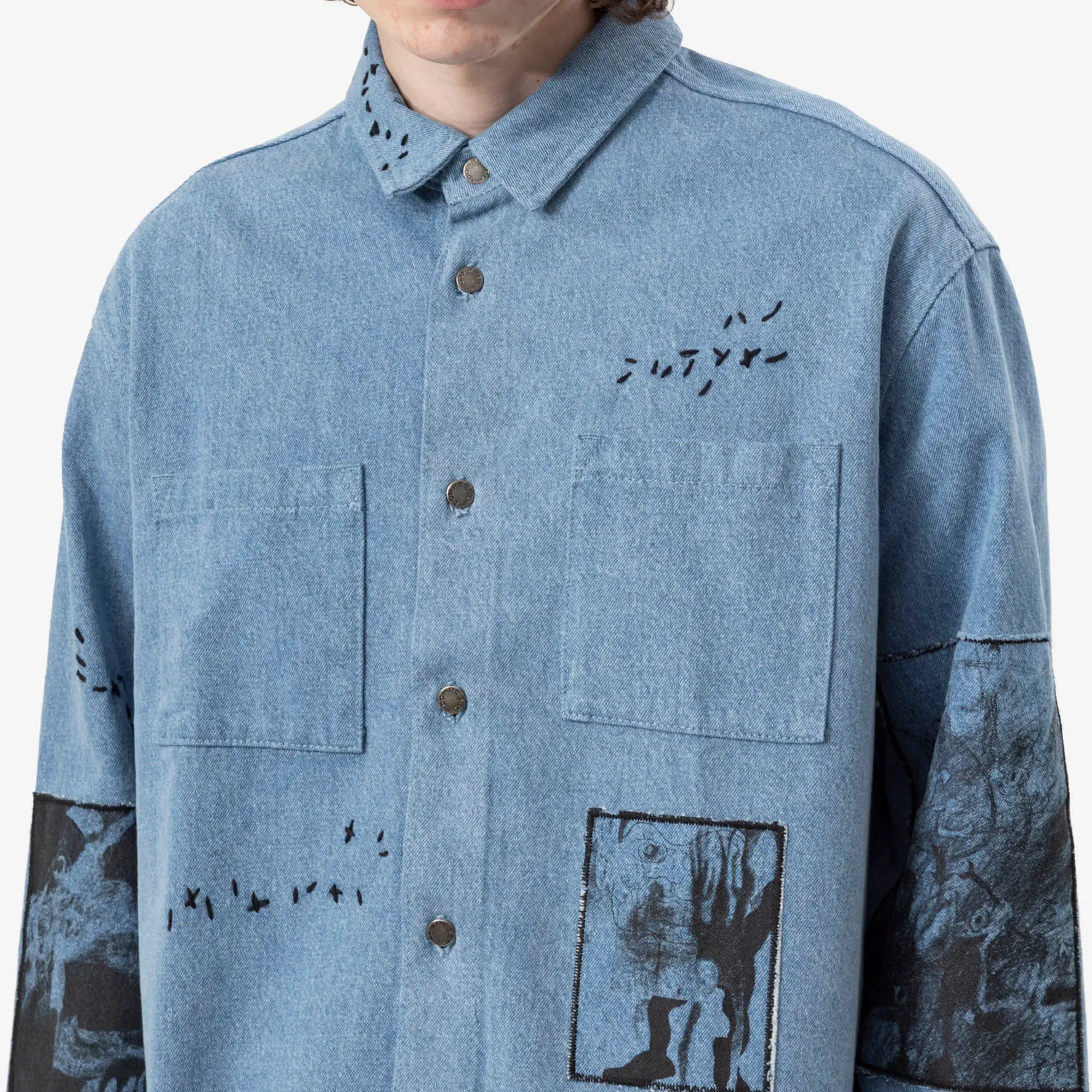 Dom Rebel Unskilled Worker Cropped Overshirt Blue - 5