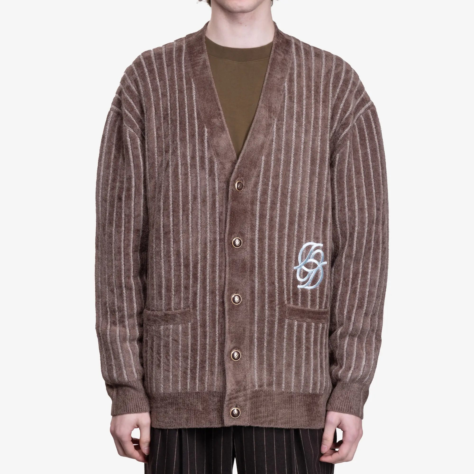 Drôle de Monsieur Le Cardigan Monogramme Khaki - 1
