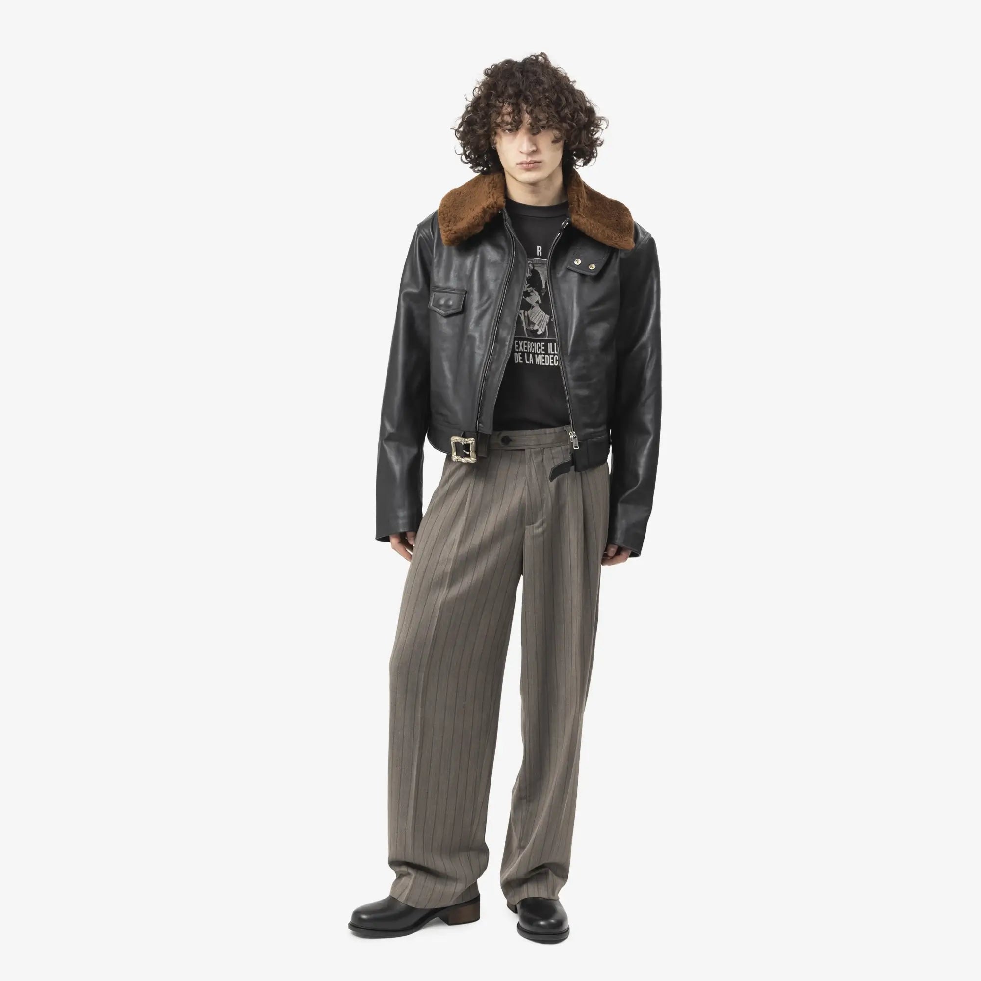 Enfants Riches Deprimes Carrot Leg Trousers Greige Pintstripe - 2