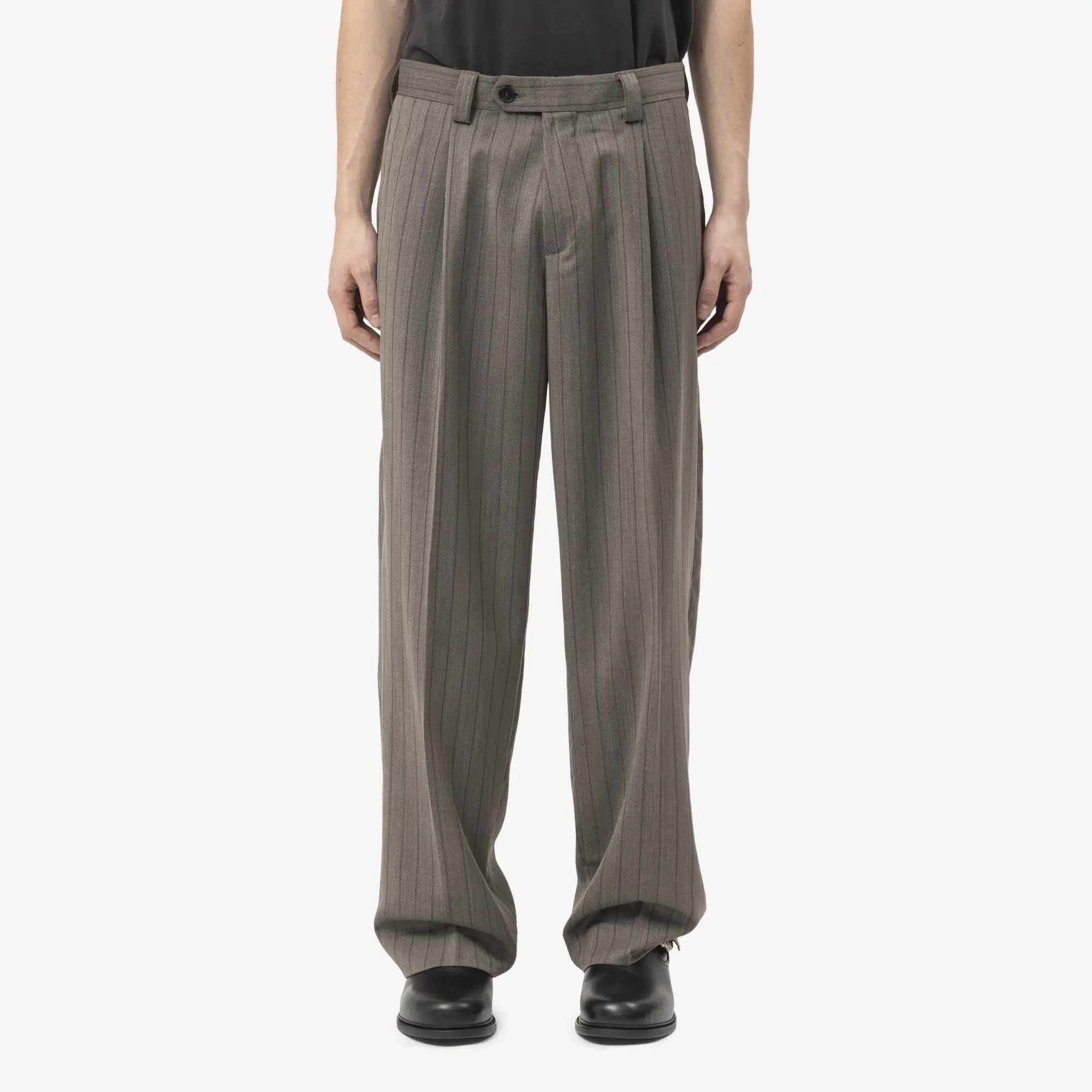 Enfants Riches Deprimes Carrot Leg Trousers Greige Pintstripe - 1