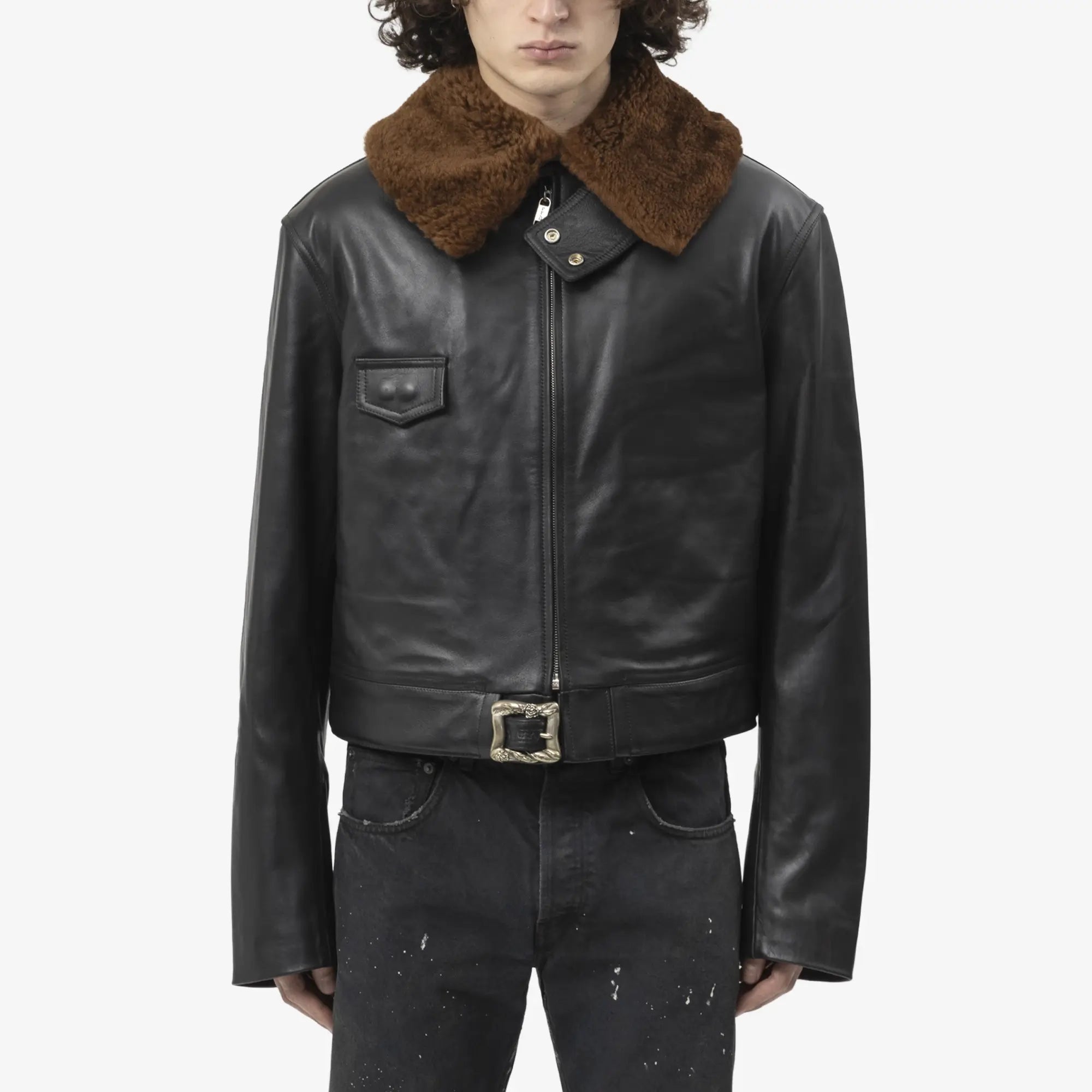 Enfants Riches Deprimes Hot Rod Shearling Collar Jacket Black - 1