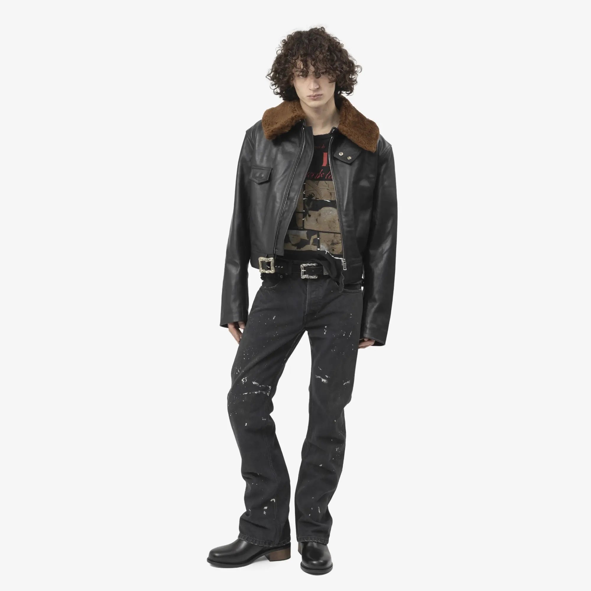 Enfants Riches Deprimes Hot Rod Shearling Collar Jacket Black - 2