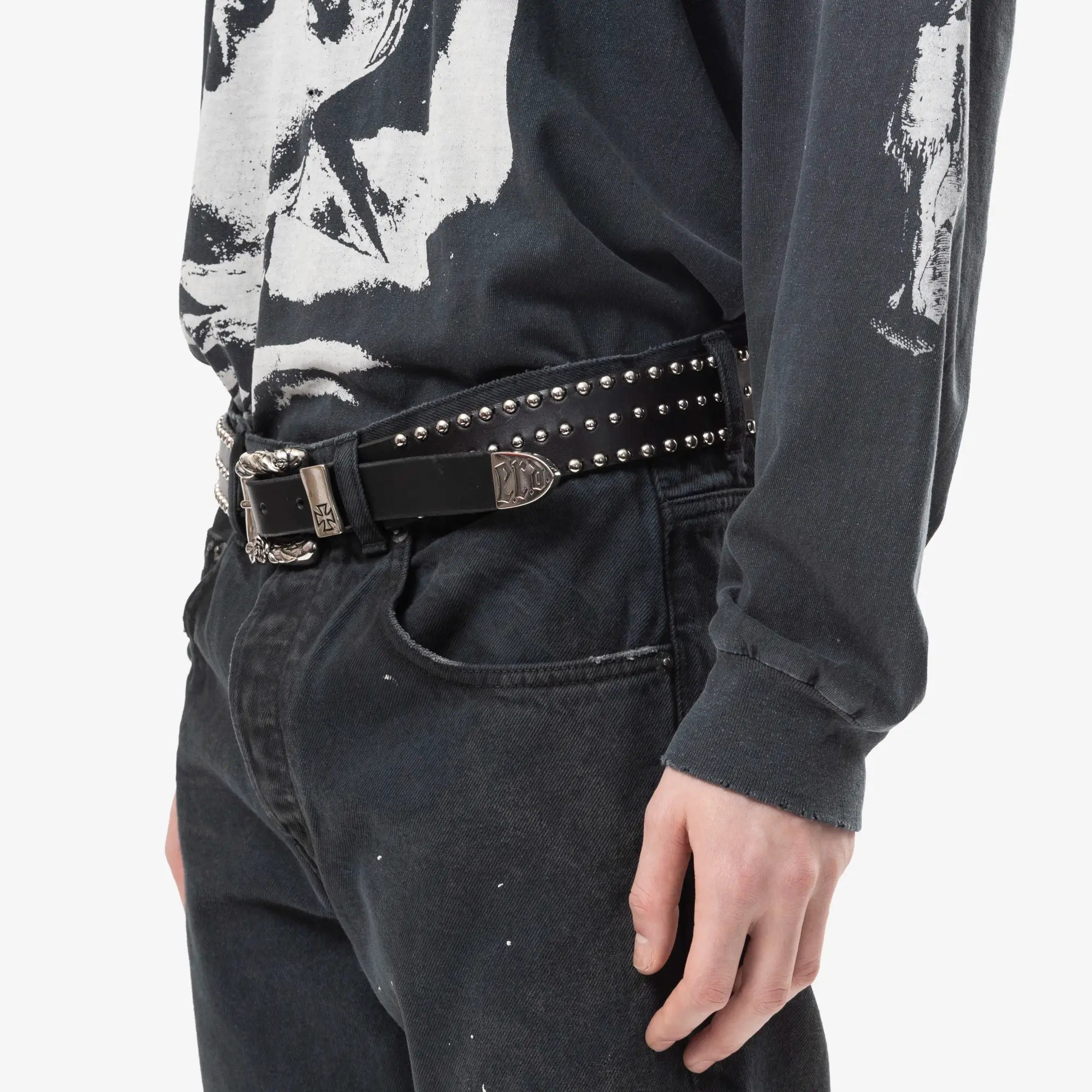 Enfants Riches Deprimes Lock Jaw Dome Stud Belt Black - 6