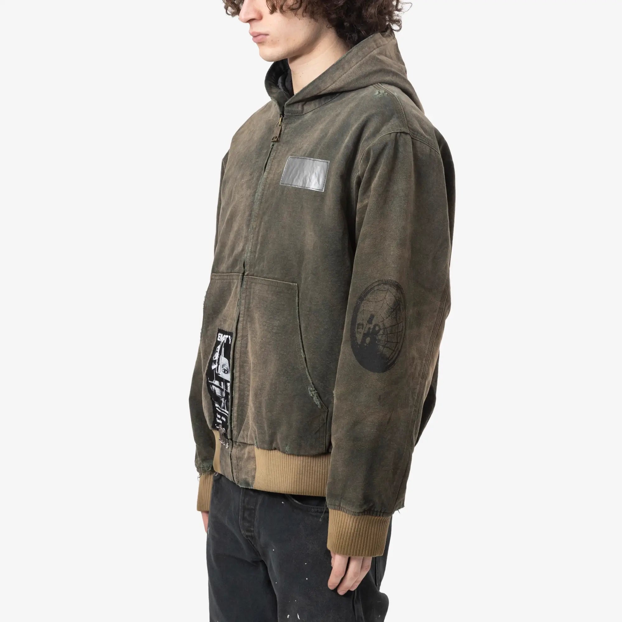 Enfants Riches Deprimes War Started Hooded Work Jacket Crust Olive - 3