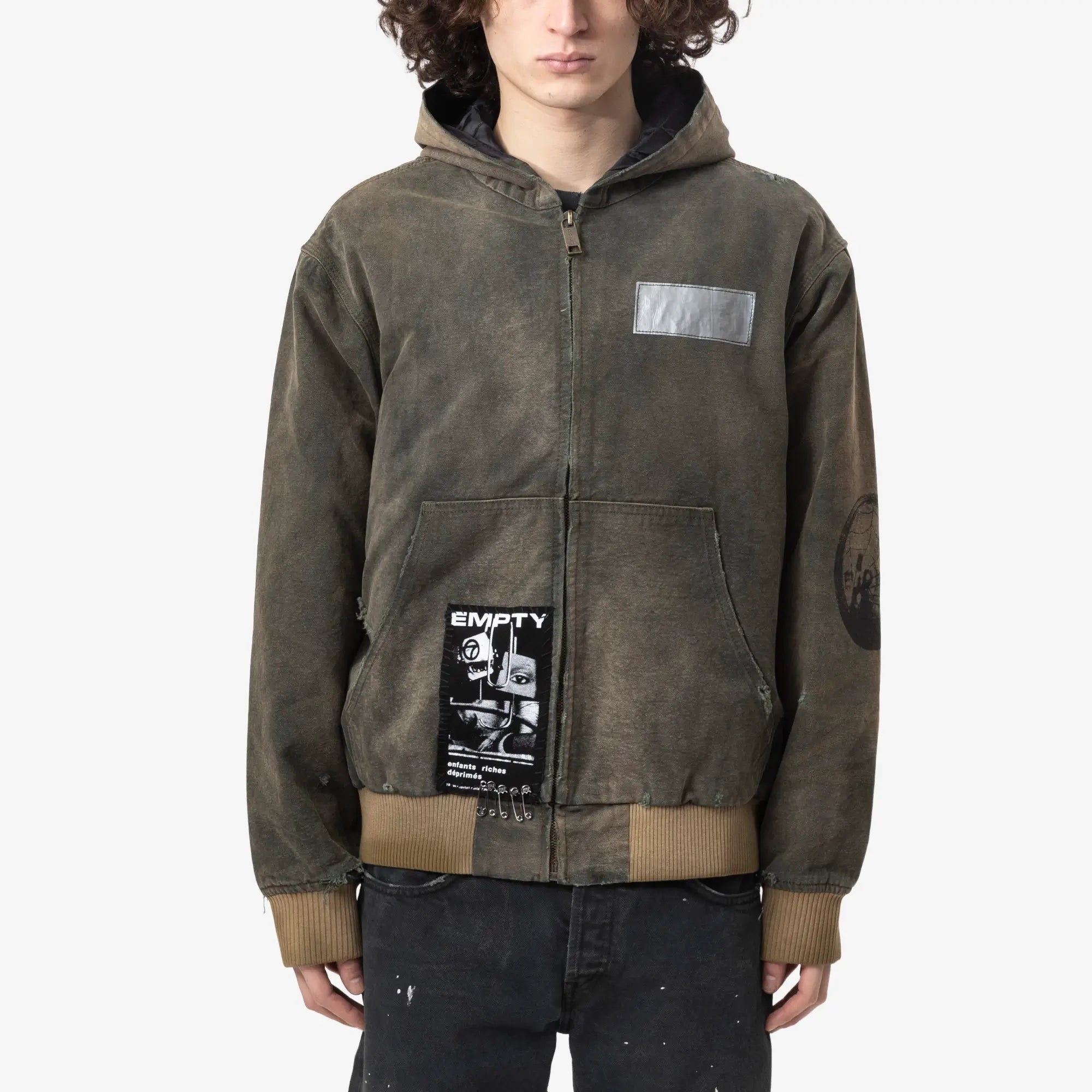 Enfants Riches Deprimes War Started Hooded Work Jacket Crust Olive - 1