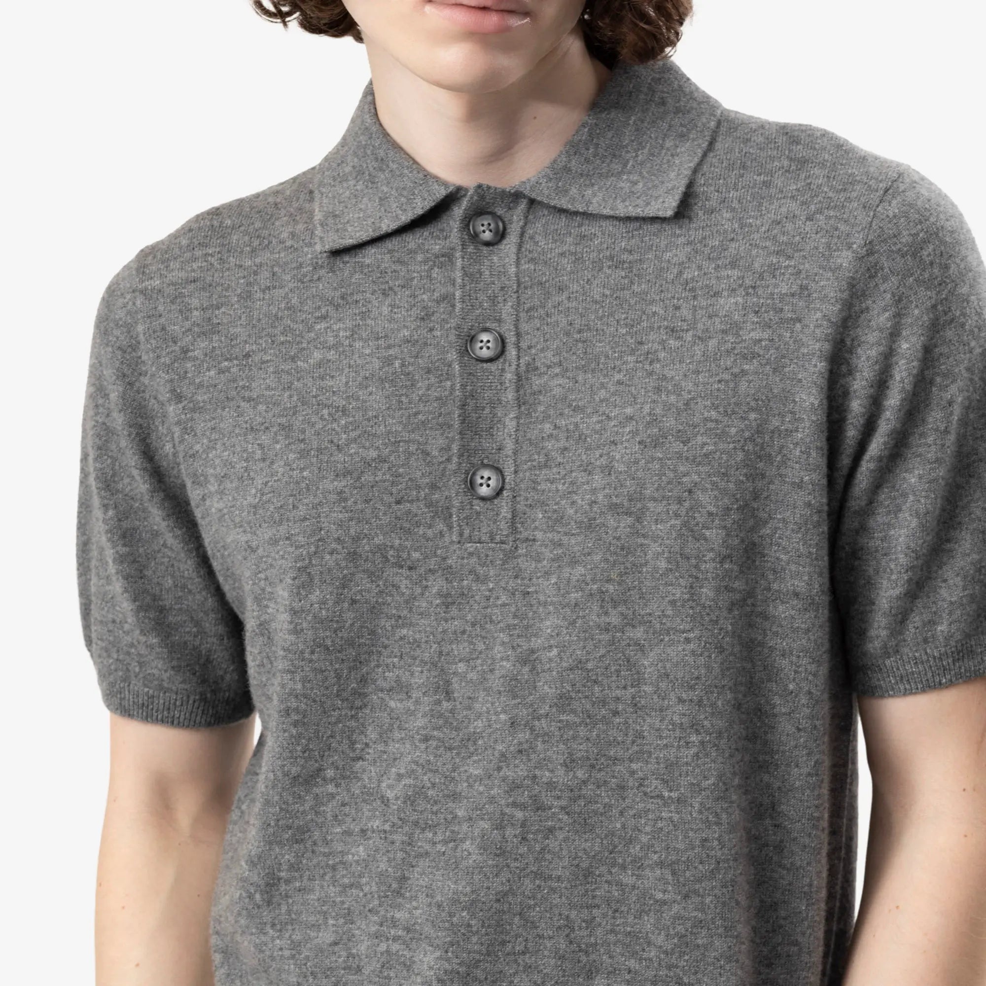 Entire Studios Short Sleeve Knit Polo Concrete - 5