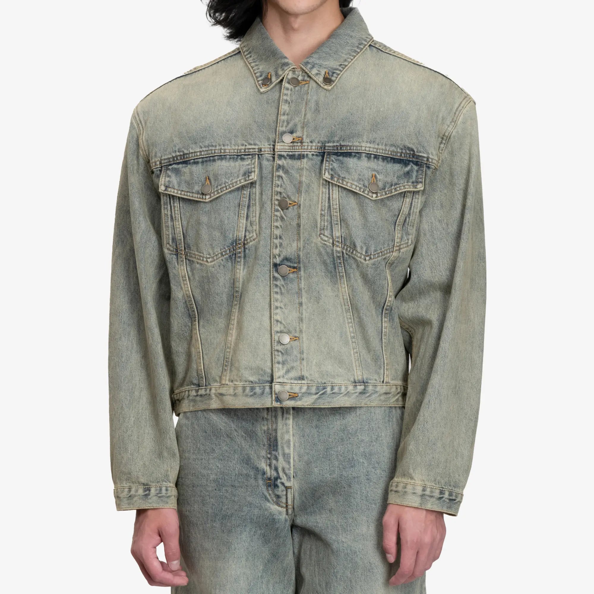 Entire Studios Shrunken Denim Jacket Surface Wave - 1