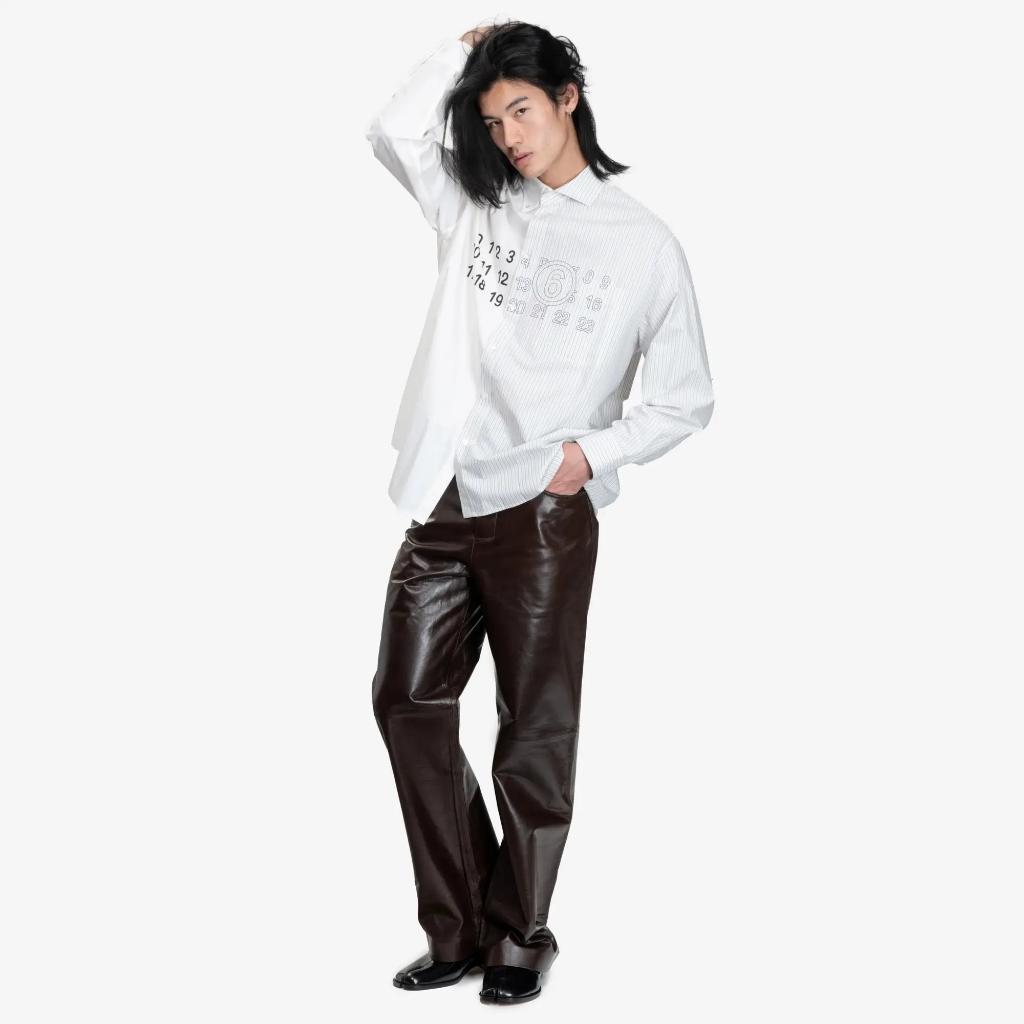 Entire Studios Unisex Leather Straight Leg Pants Dark Brown - 2