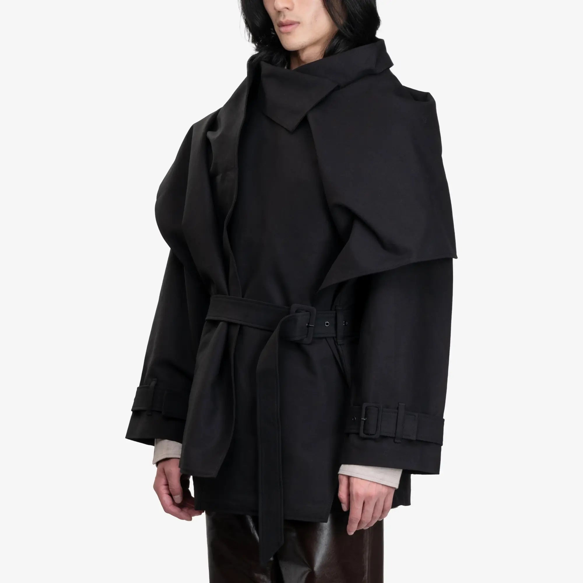 Entire Studios Unisex Mini Scarf Coat Black - 3