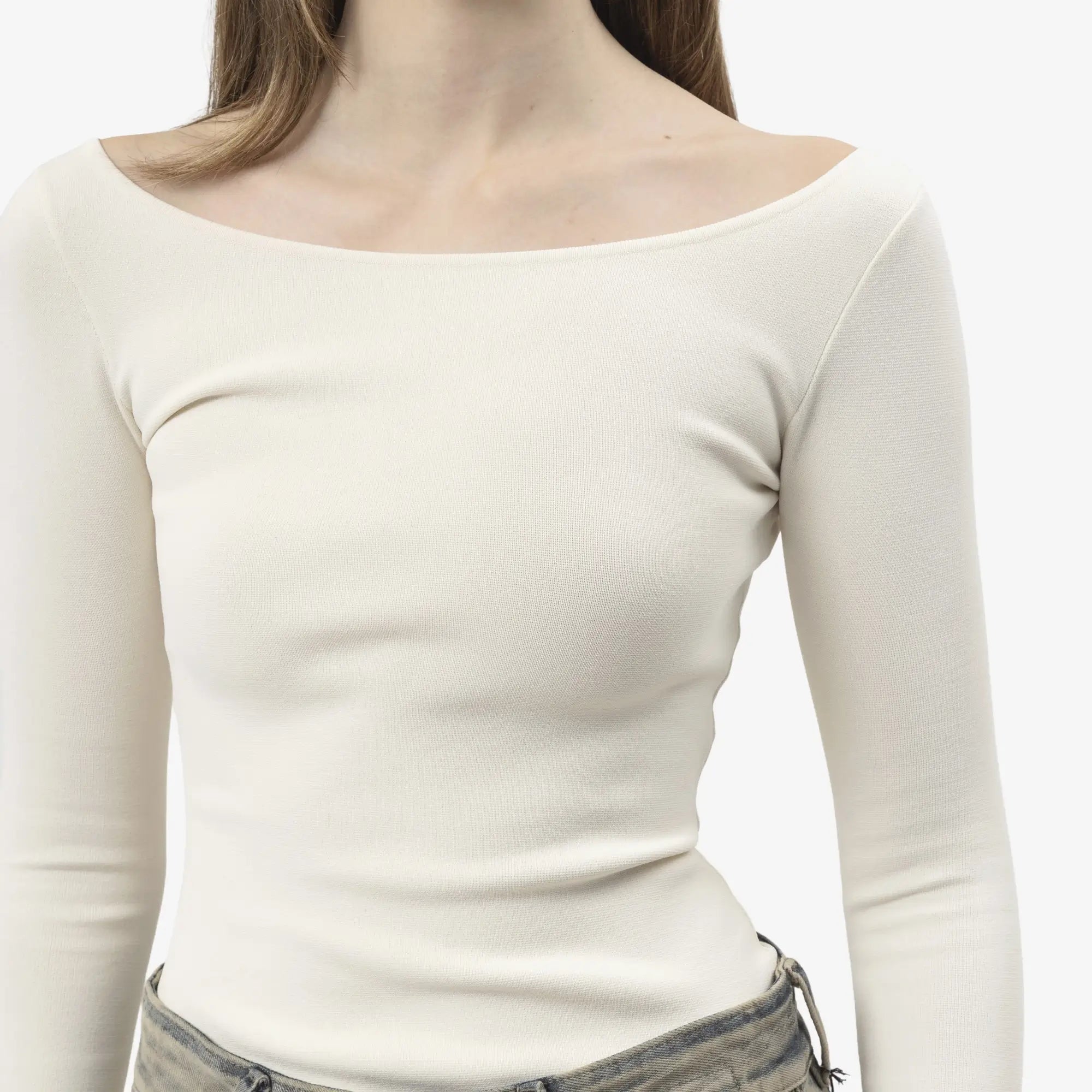 Entire Studios Womens Scoop Neck Bodysuit Off White - 6