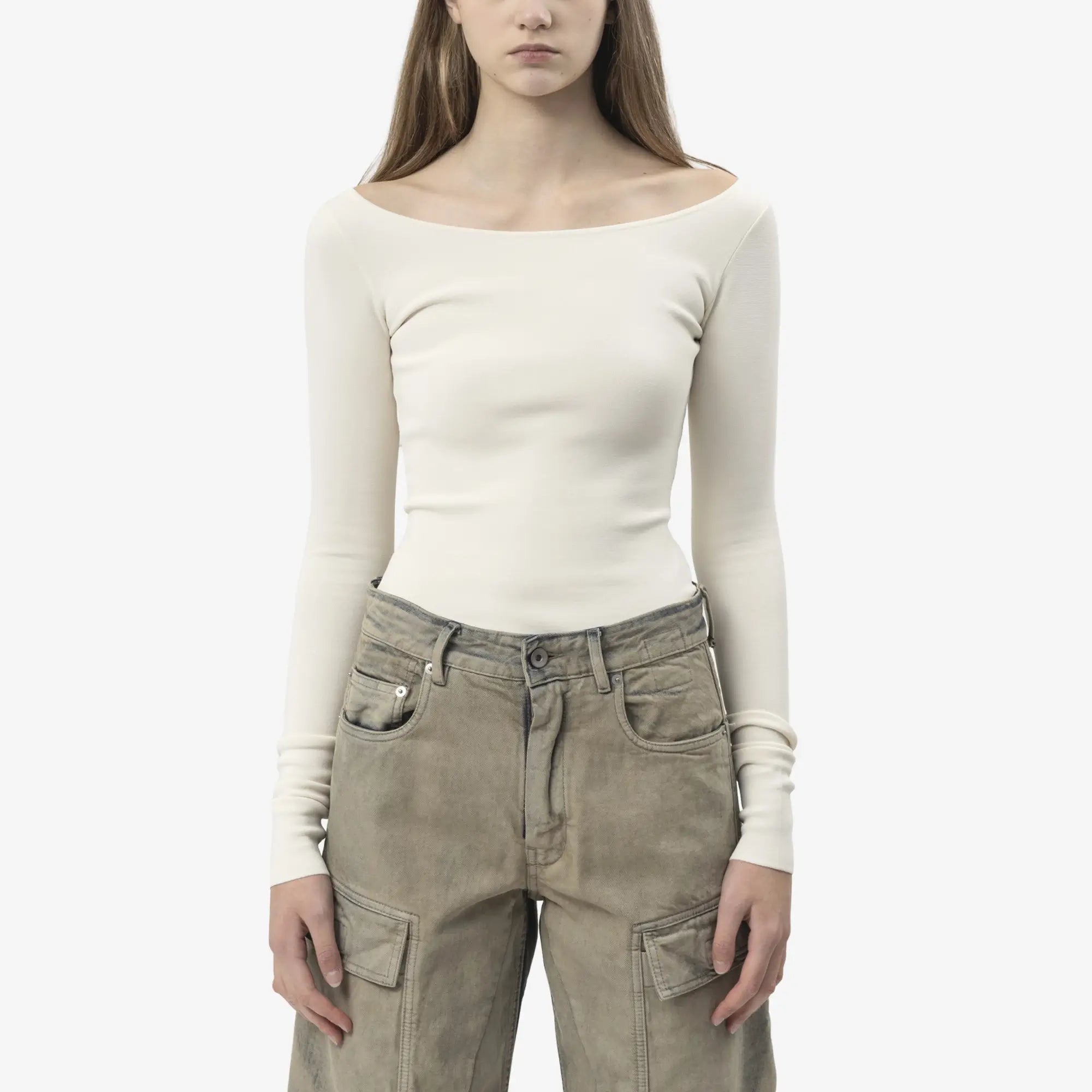 Entire Studios Womens Scoop Neck Bodysuit Off White - 3