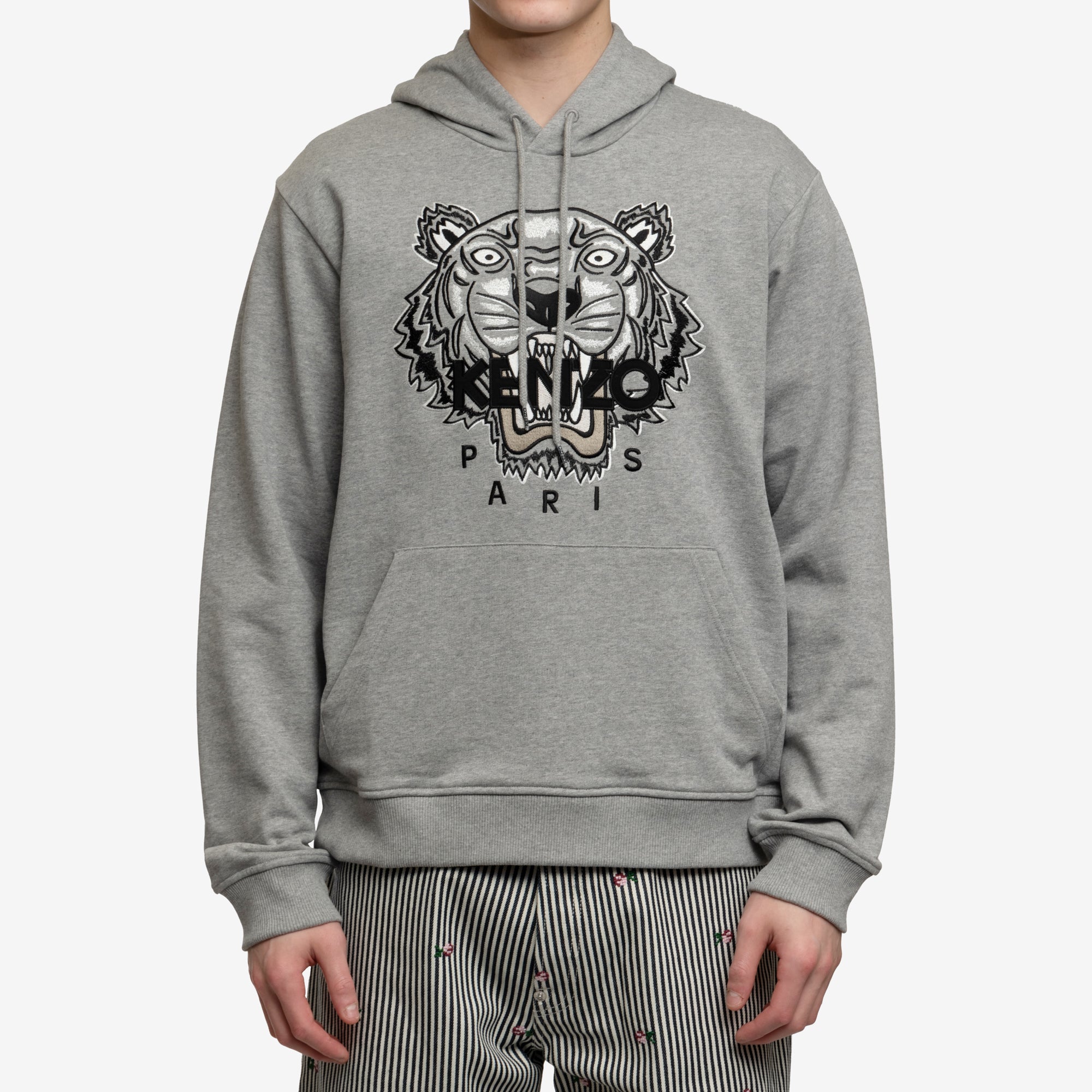 Kenzo Classic Green Tiger Hoody Pearl Grey - 1