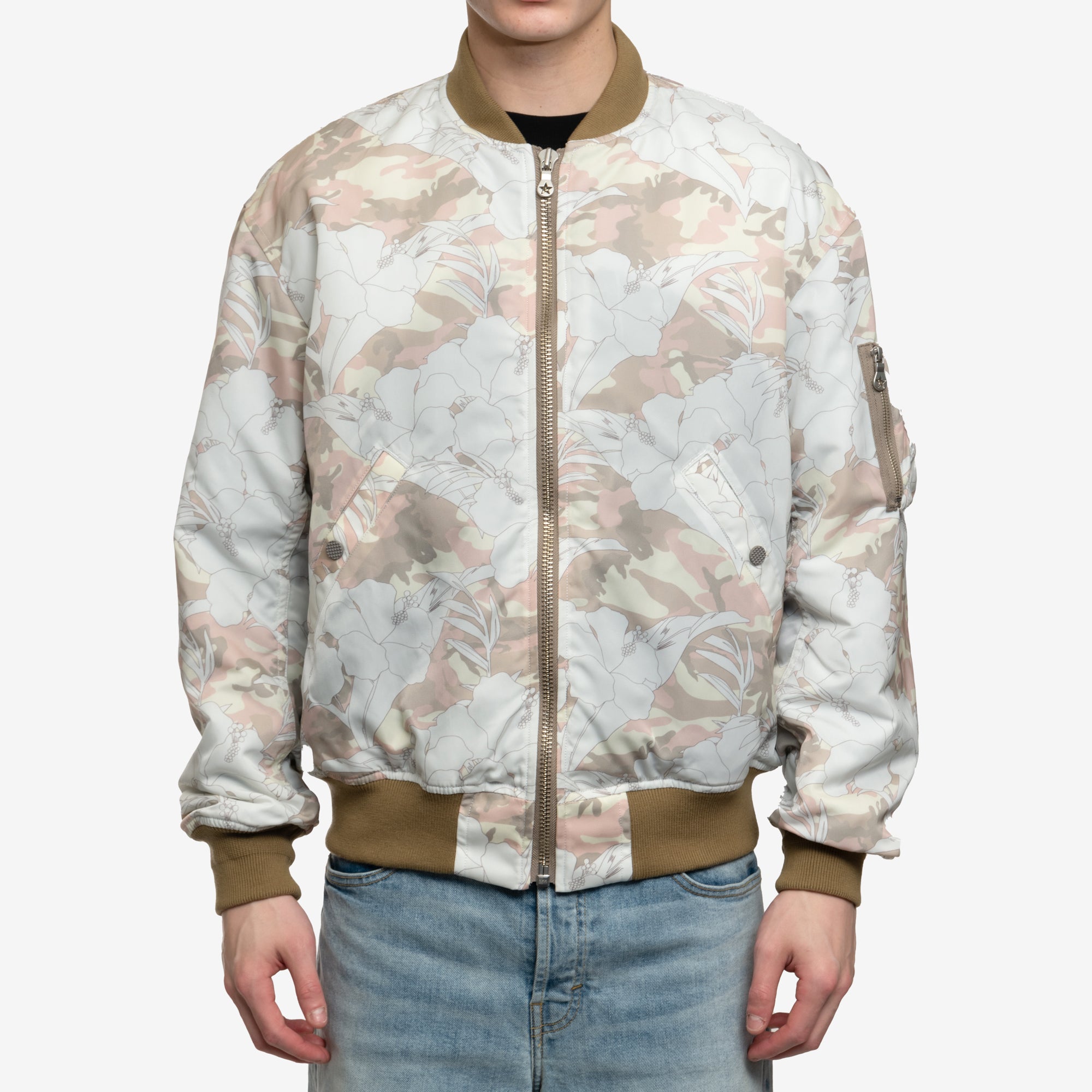 Phenomenon Flower Camo Bomber Jacket Soft Pink - 1
