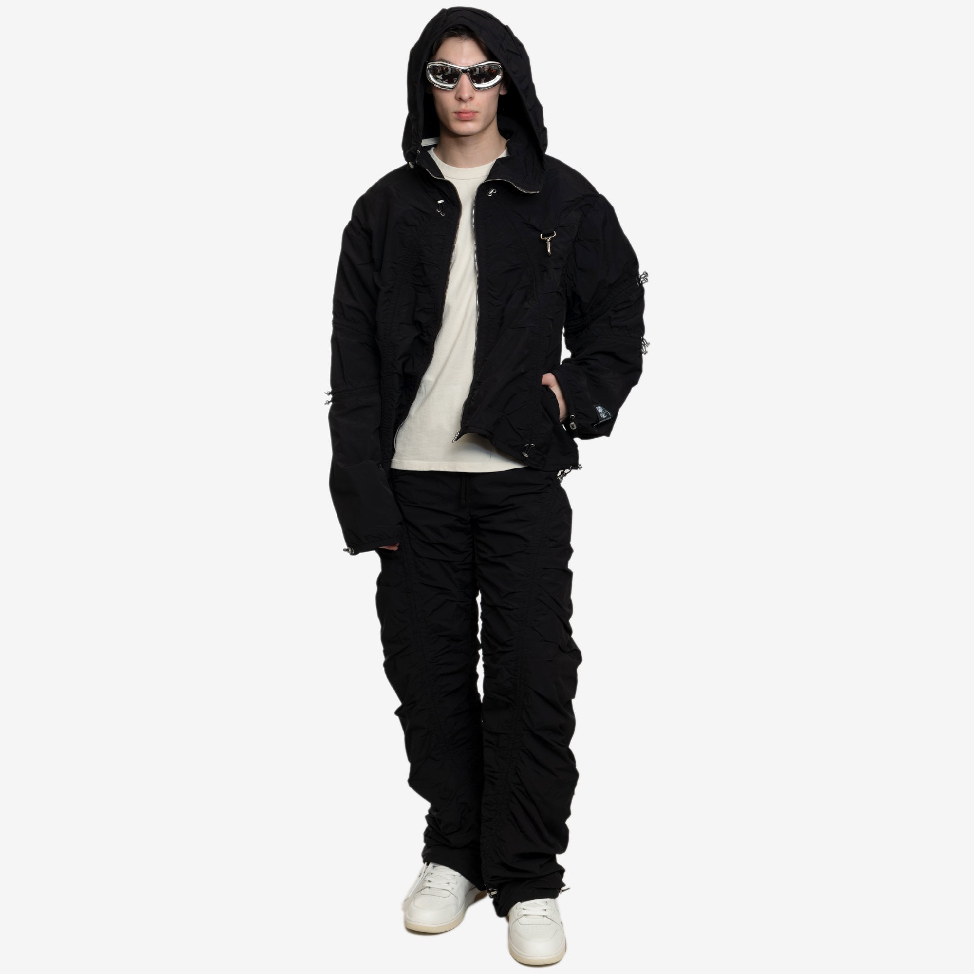 Reese Cooper Cinched Nylon Hooded Jacket Black - 2