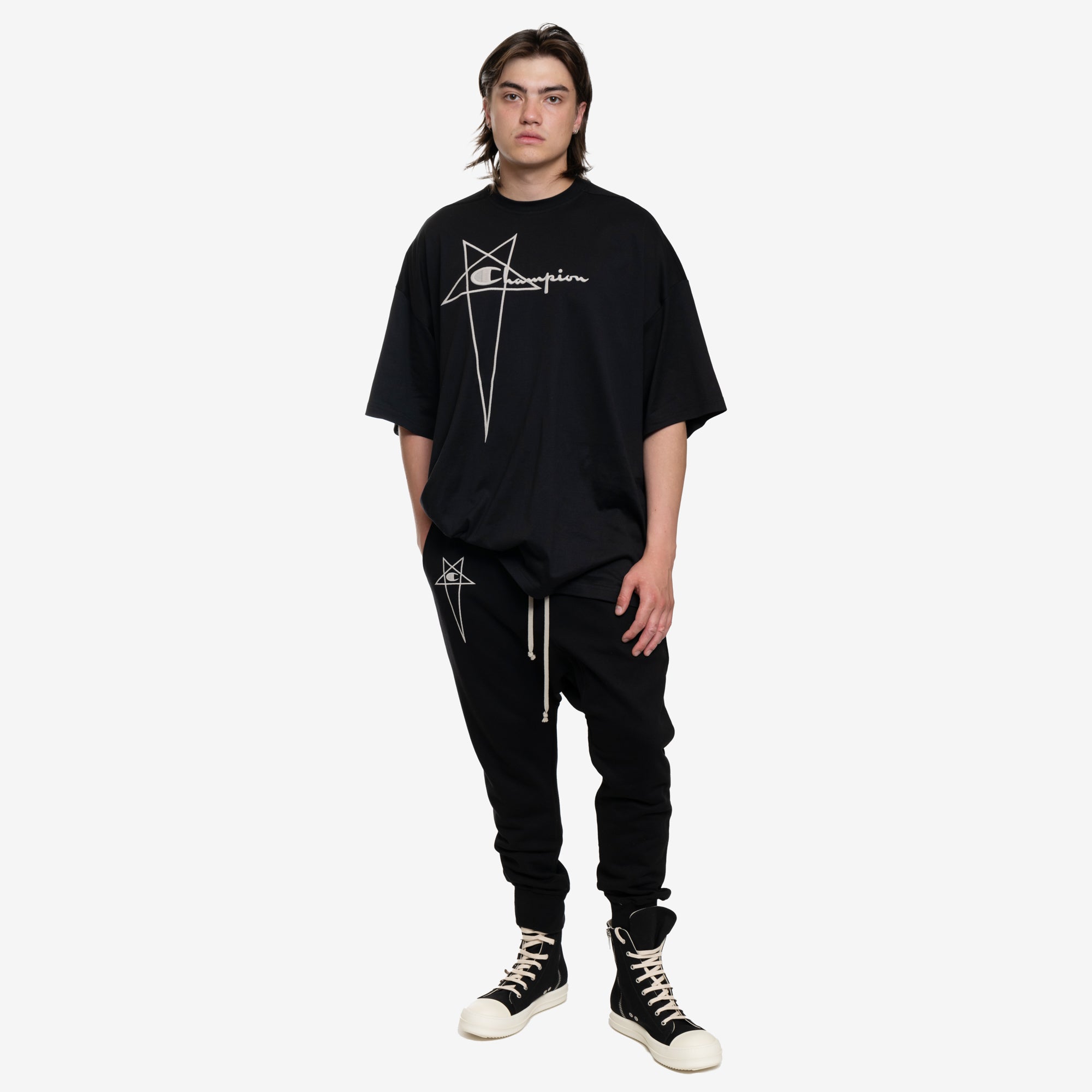 Rick Owens Champion Prisoner Drawstring Pants Black - 2