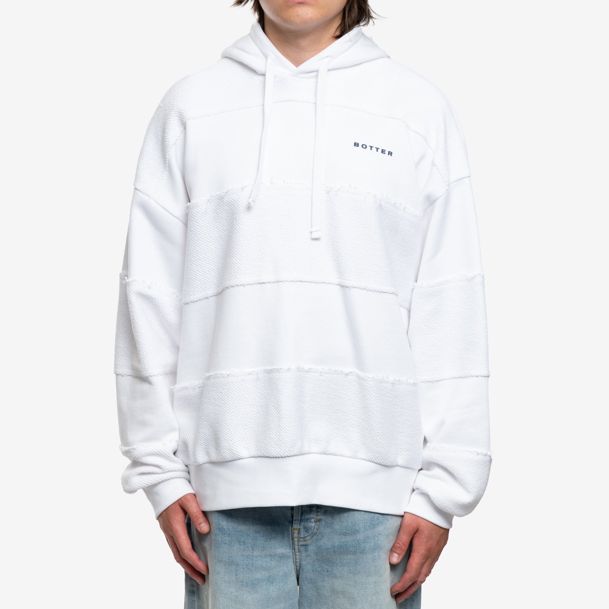 BOTTER Raw Edge Stripe Hoodie White - 1