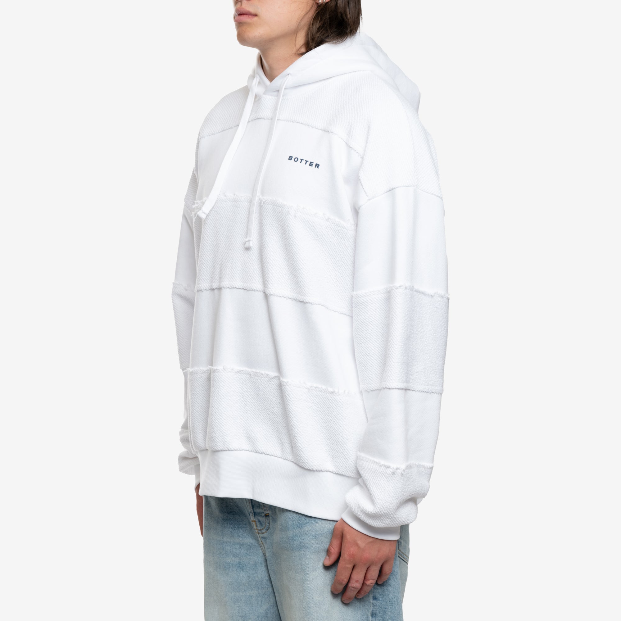 BOTTER Raw Edge Stripe Hoodie White - 3