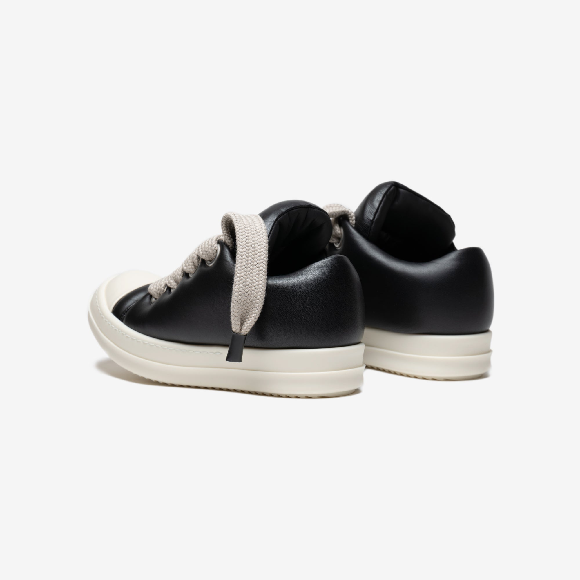 Rick Owens Jumbolaced Leather Padded Low - Top Sneakers Black/Milk/Milk - 5