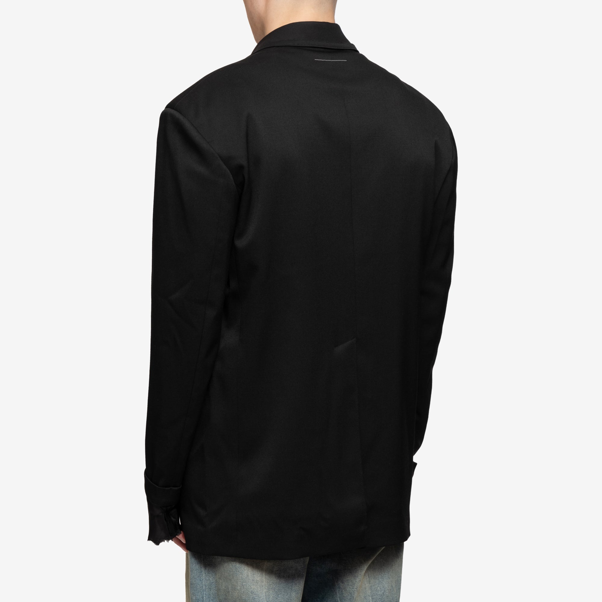 MM6 Oversize Shoulder Wool Blazer Black - 4