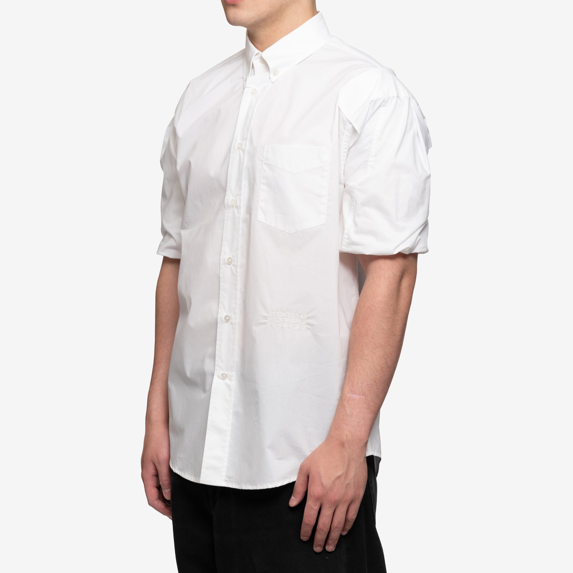 MM6 Cinched Sleeve SS Shirt White - 3