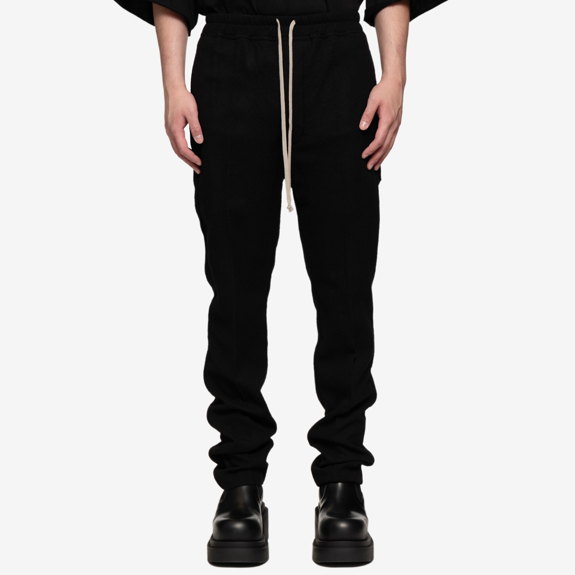 Rick Owens Drawstring Slim Long Pants Black - 1