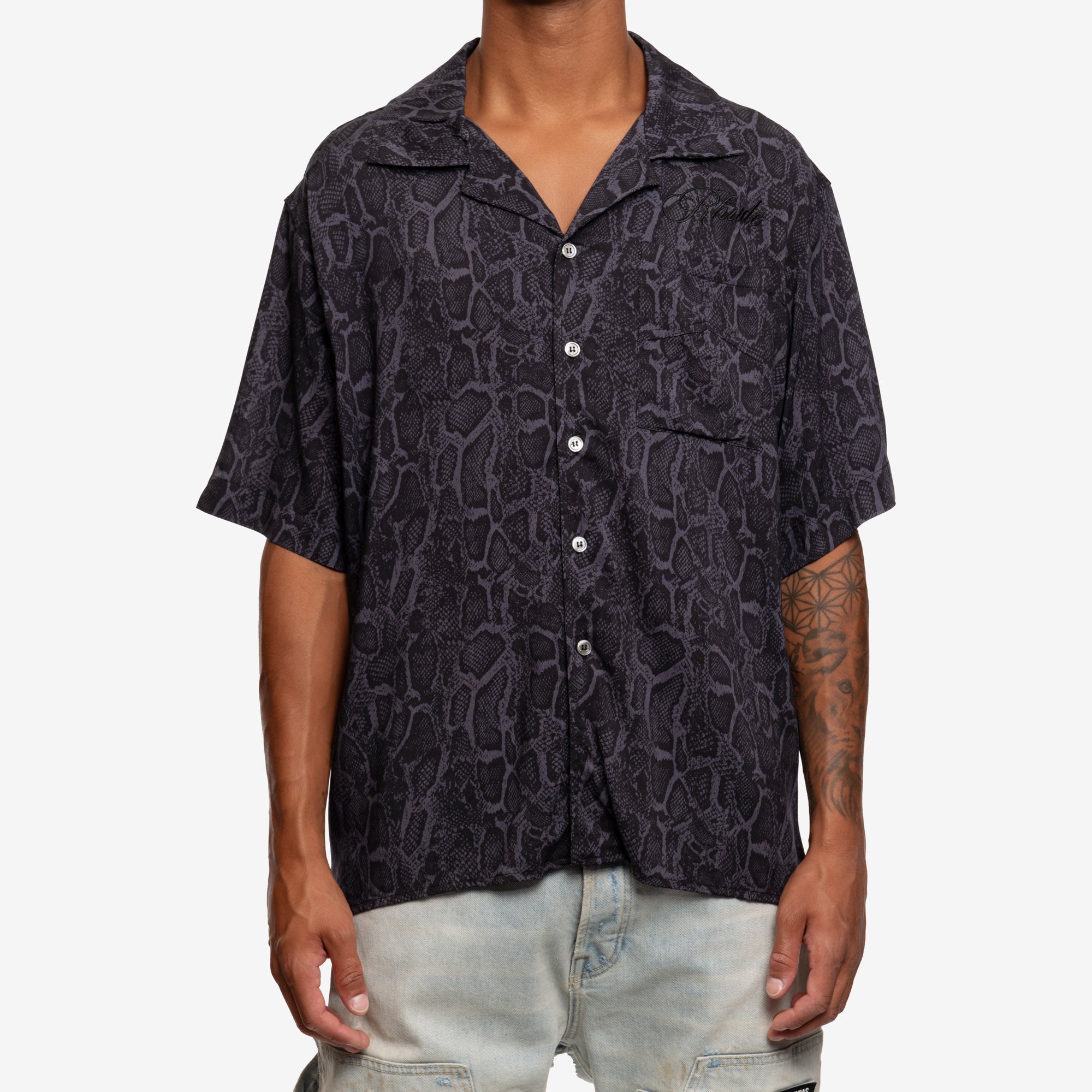 Rhude Rayon Snake Shirt Black - 1
