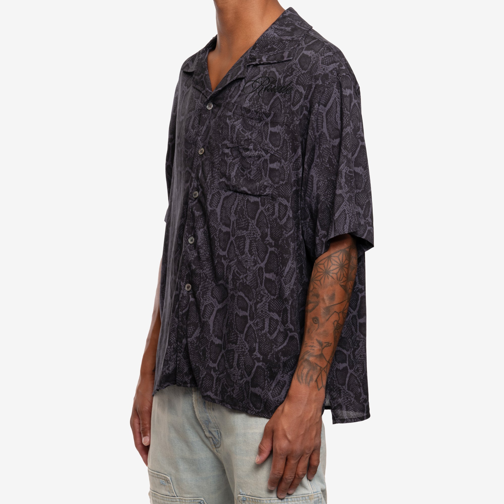 Rhude Rayon Snake Shirt Black - 3