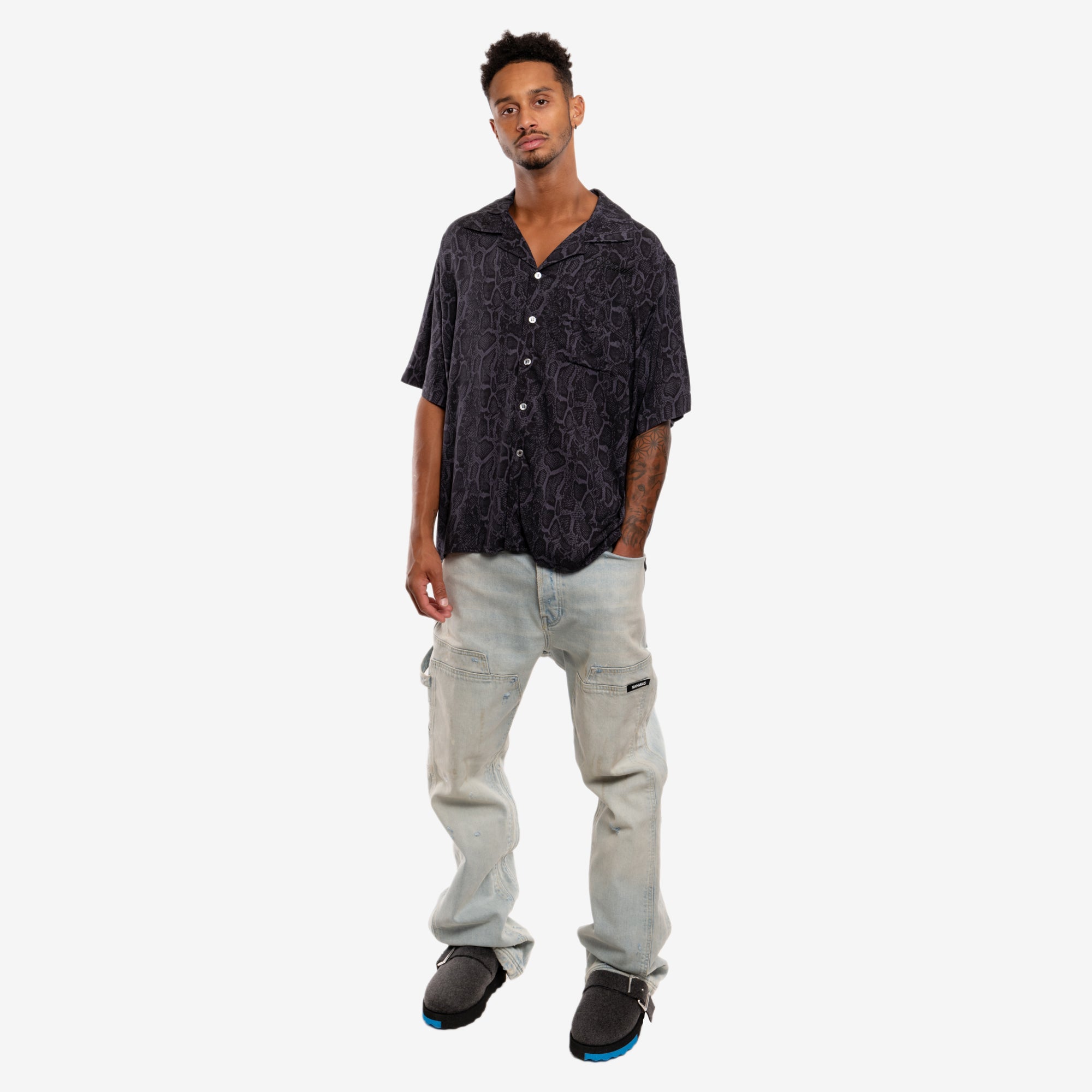 Rhude Rayon Snake Shirt Black - 2