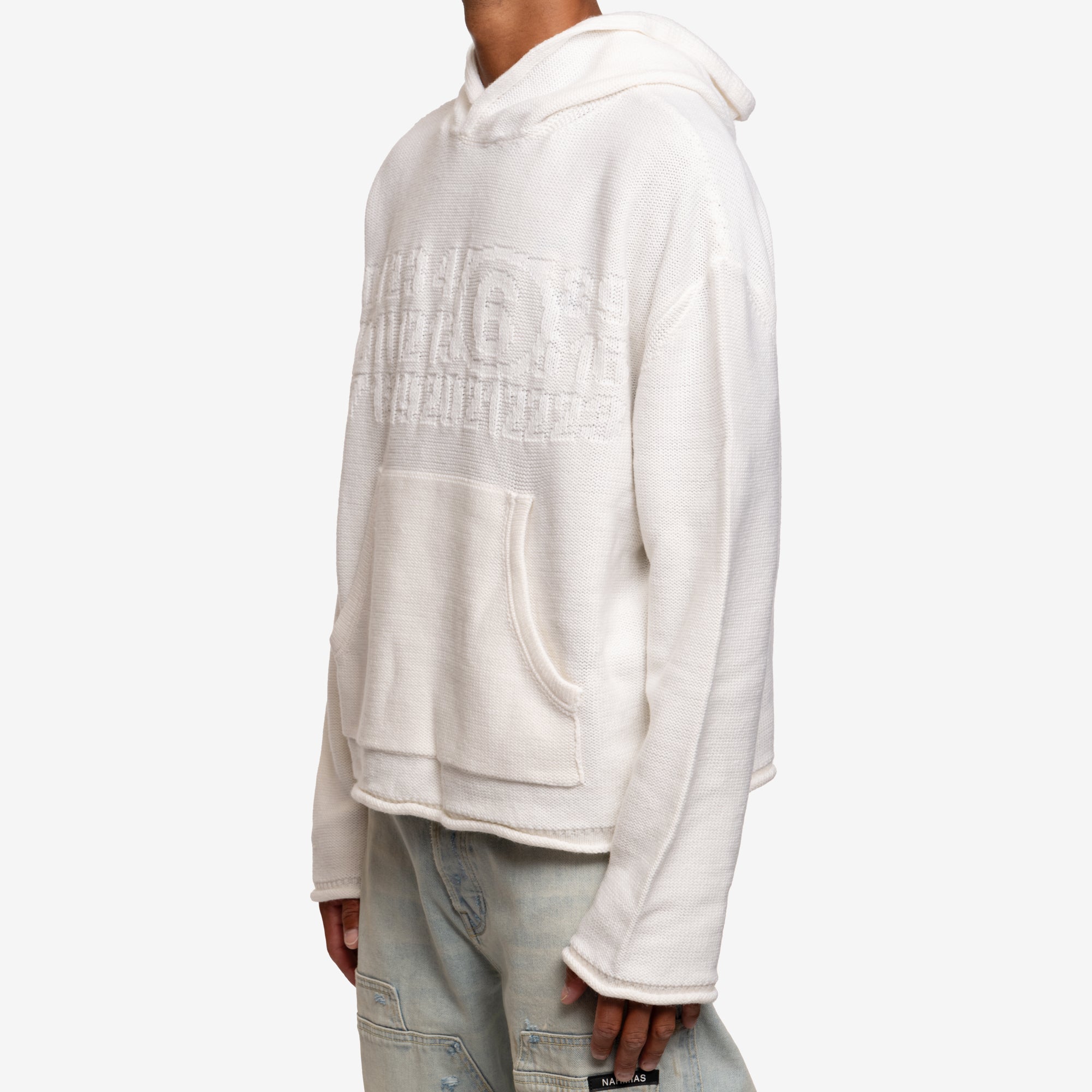 MM6 Debossed Knit Hoody Off White - 3