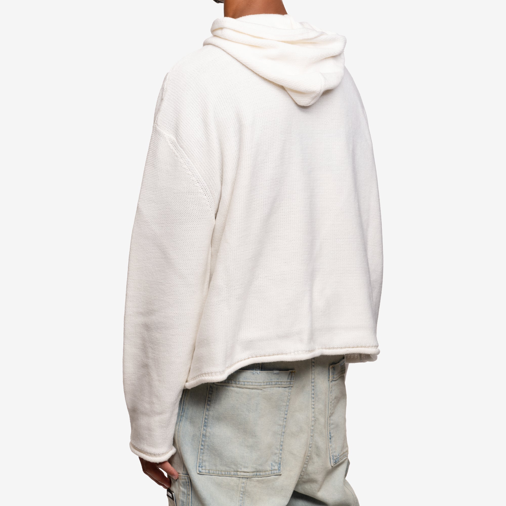 MM6 Debossed Knit Hoody Off White - 4