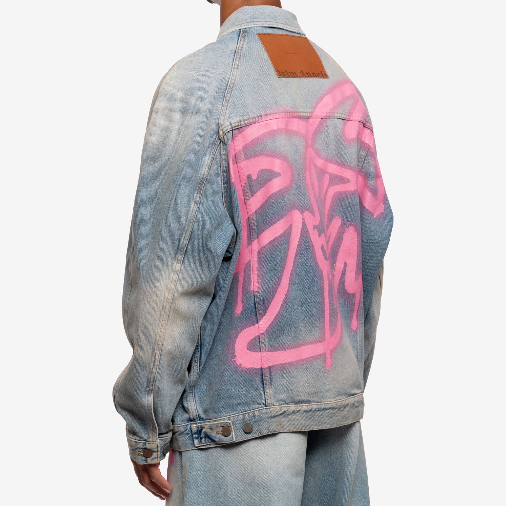 Palm Angels Spray Hunter Denim Jacket Light Blue - 4