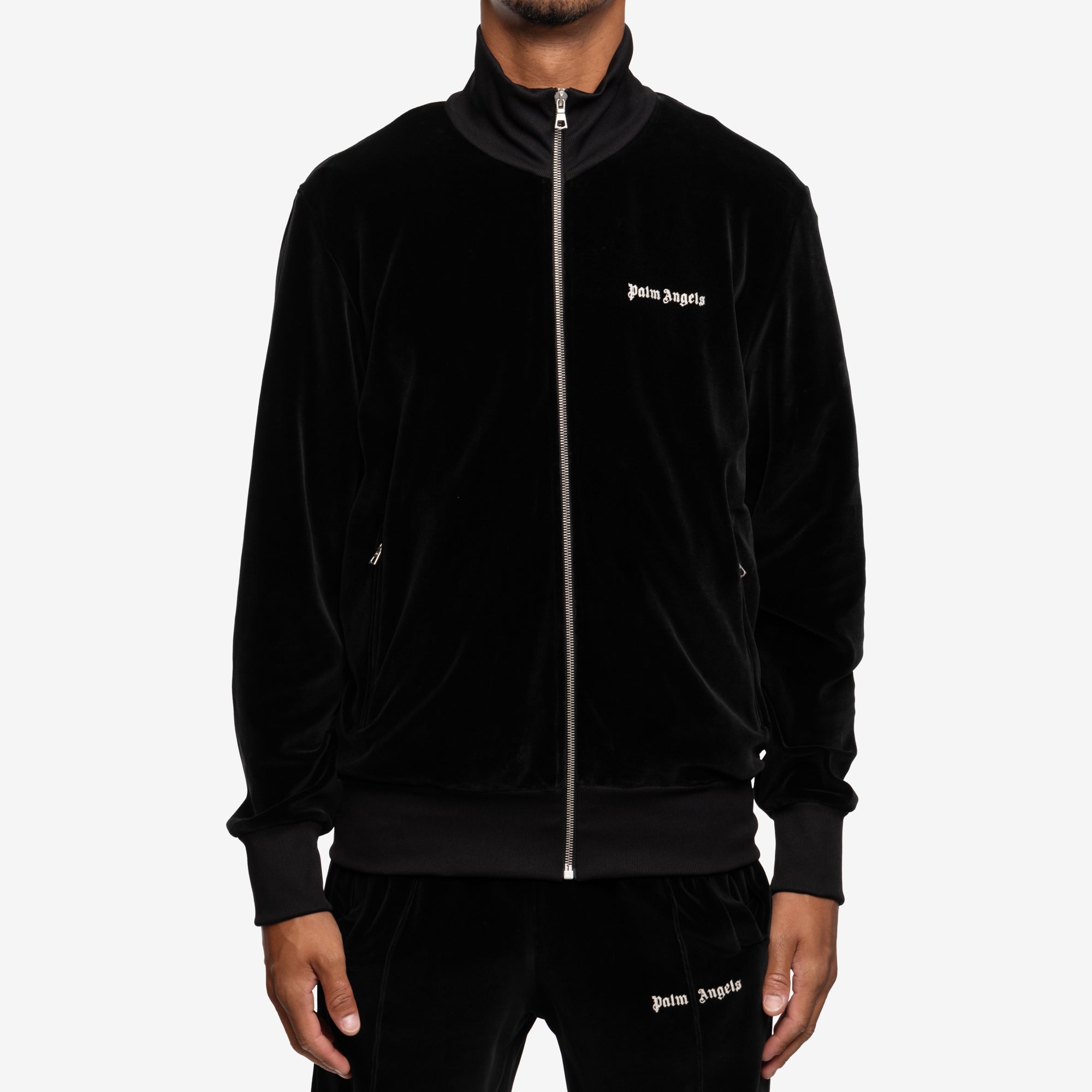 Palm Angels Velvet Track Jacket Black - 1