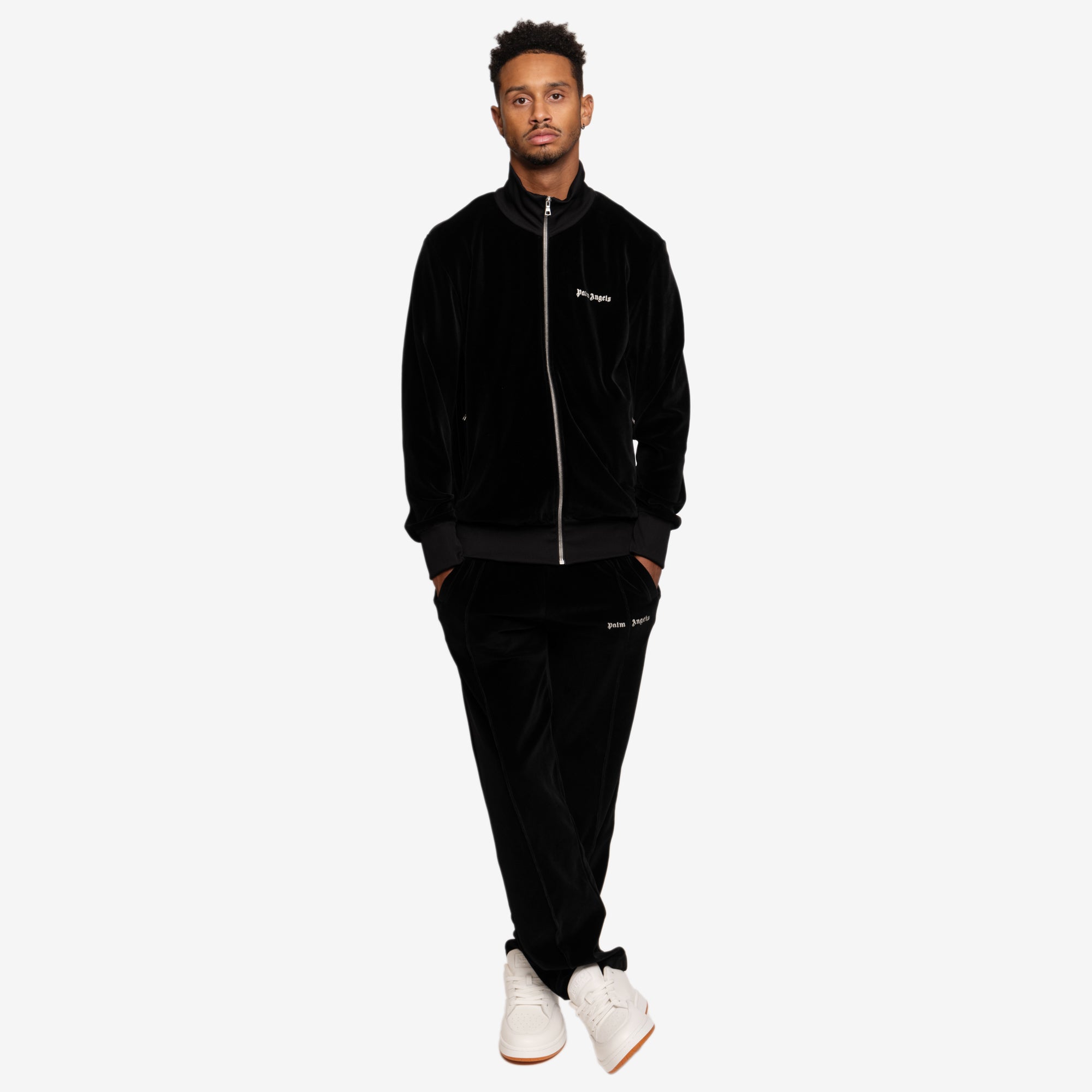 Palm Angels Velvet Track Jacket Black - 2