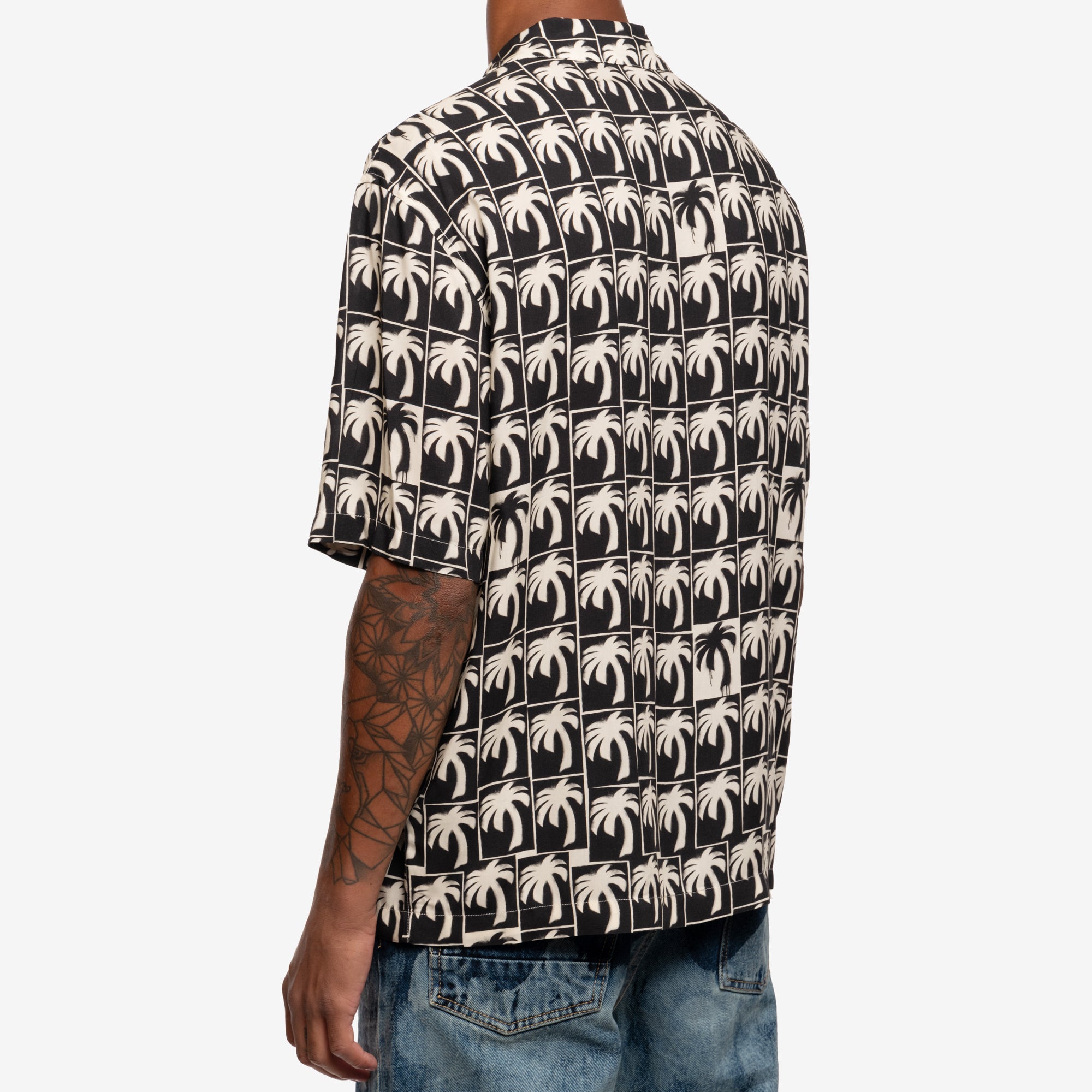 Palm Angels Dripping Palms Bowling Shirt Black - 4