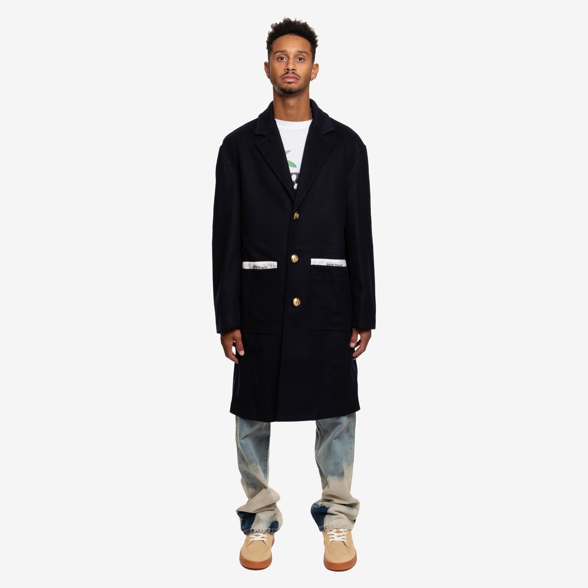 Palm Angels Sartorial Tape Uniform Coat Navy - 1