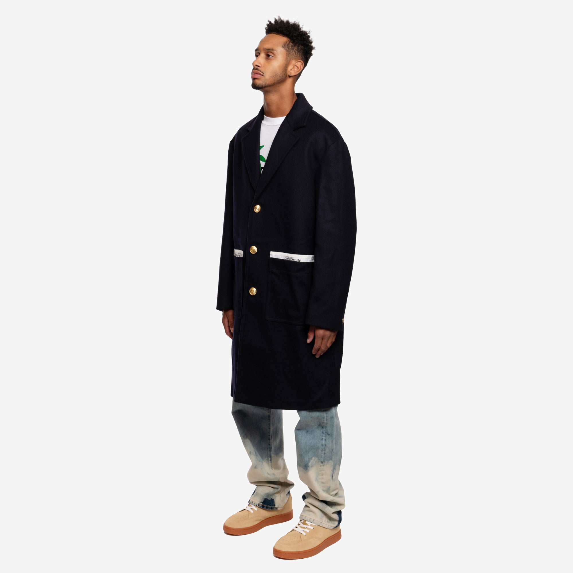 Palm Angels Sartorial Tape Uniform Coat Navy - 3
