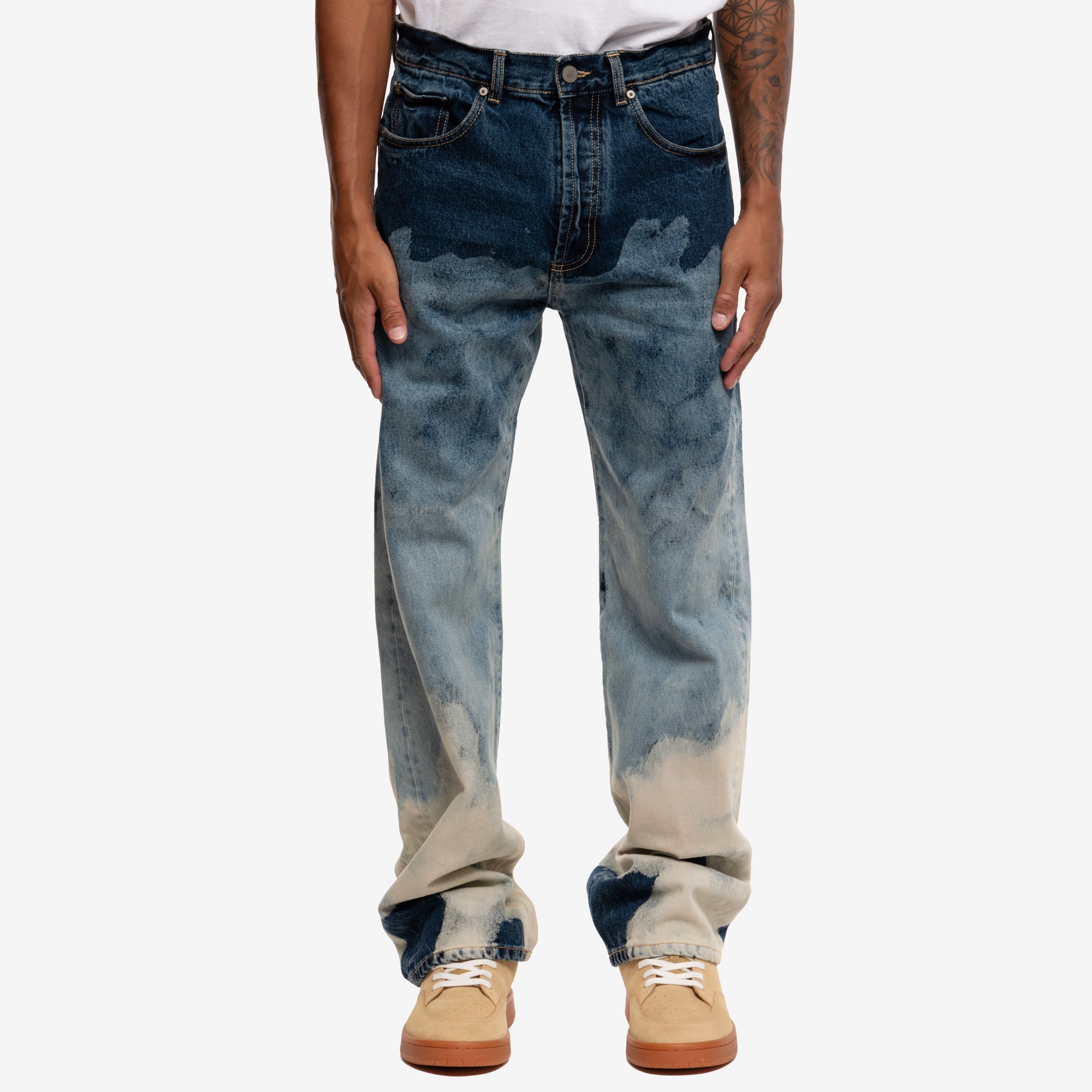 Palm Angels Cloud Wash Loose Jeans Light Blue - 1