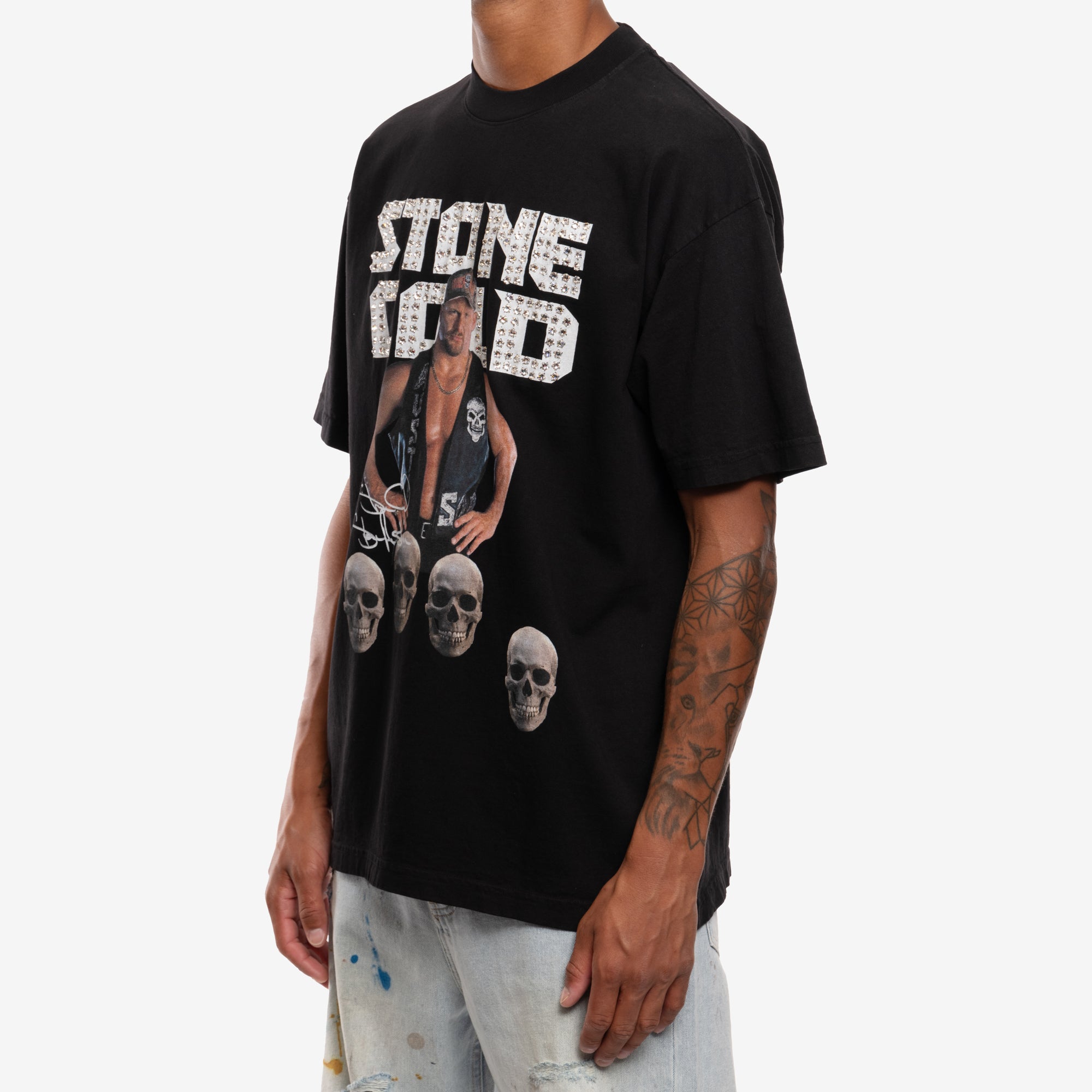 Dom Rebel Stone Cold Vintage Crystal T-Shirt Black - 3