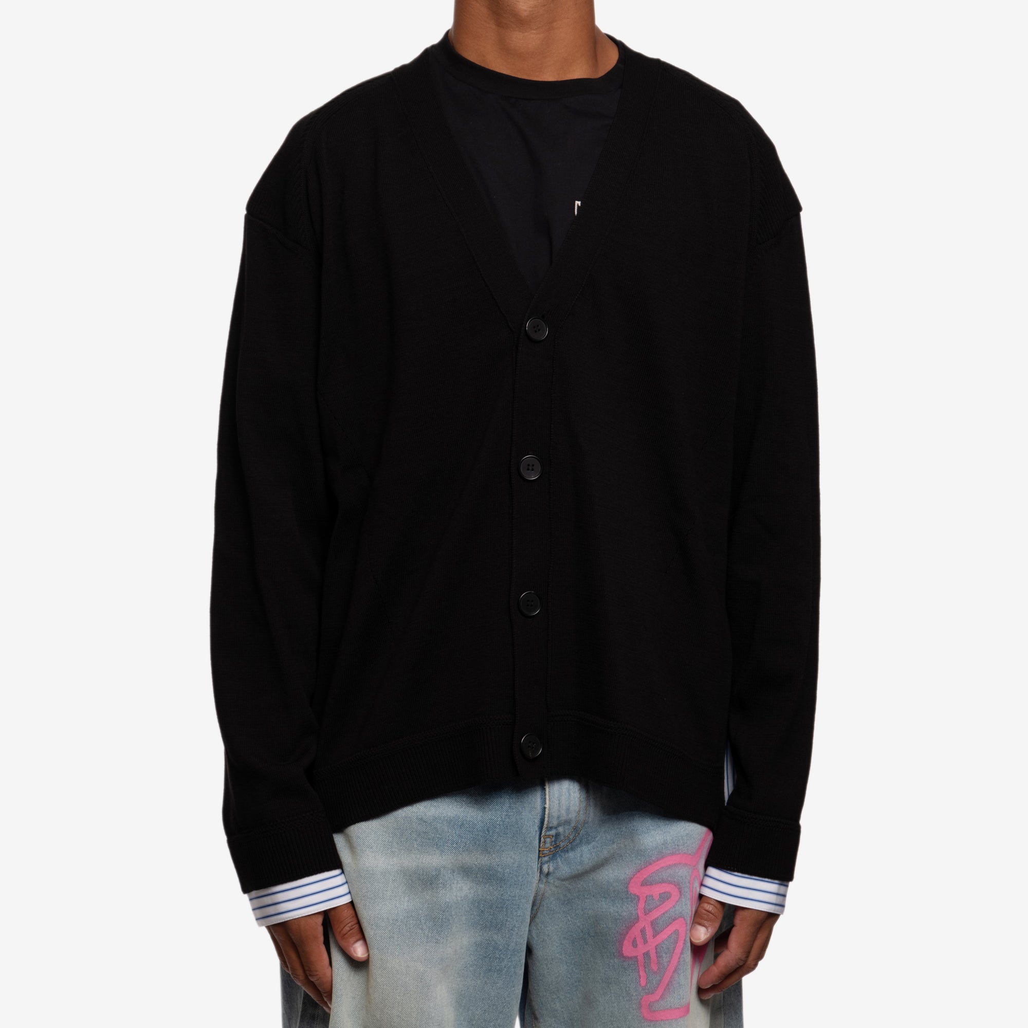 Juun.J Shirt Layered Cardigan Black - 1