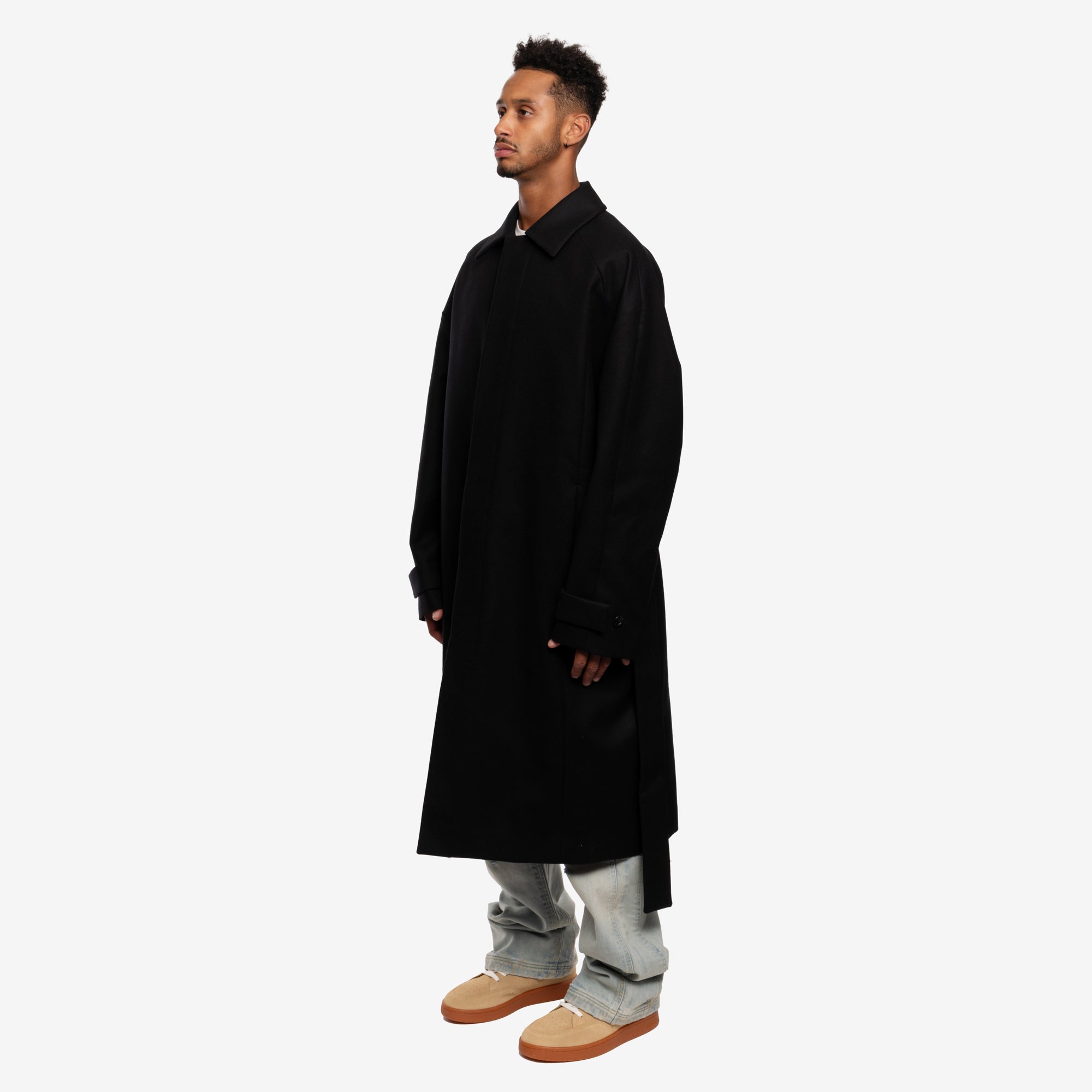 Juun.J Oversize Single Fine Wool Mac Coat Black - 3