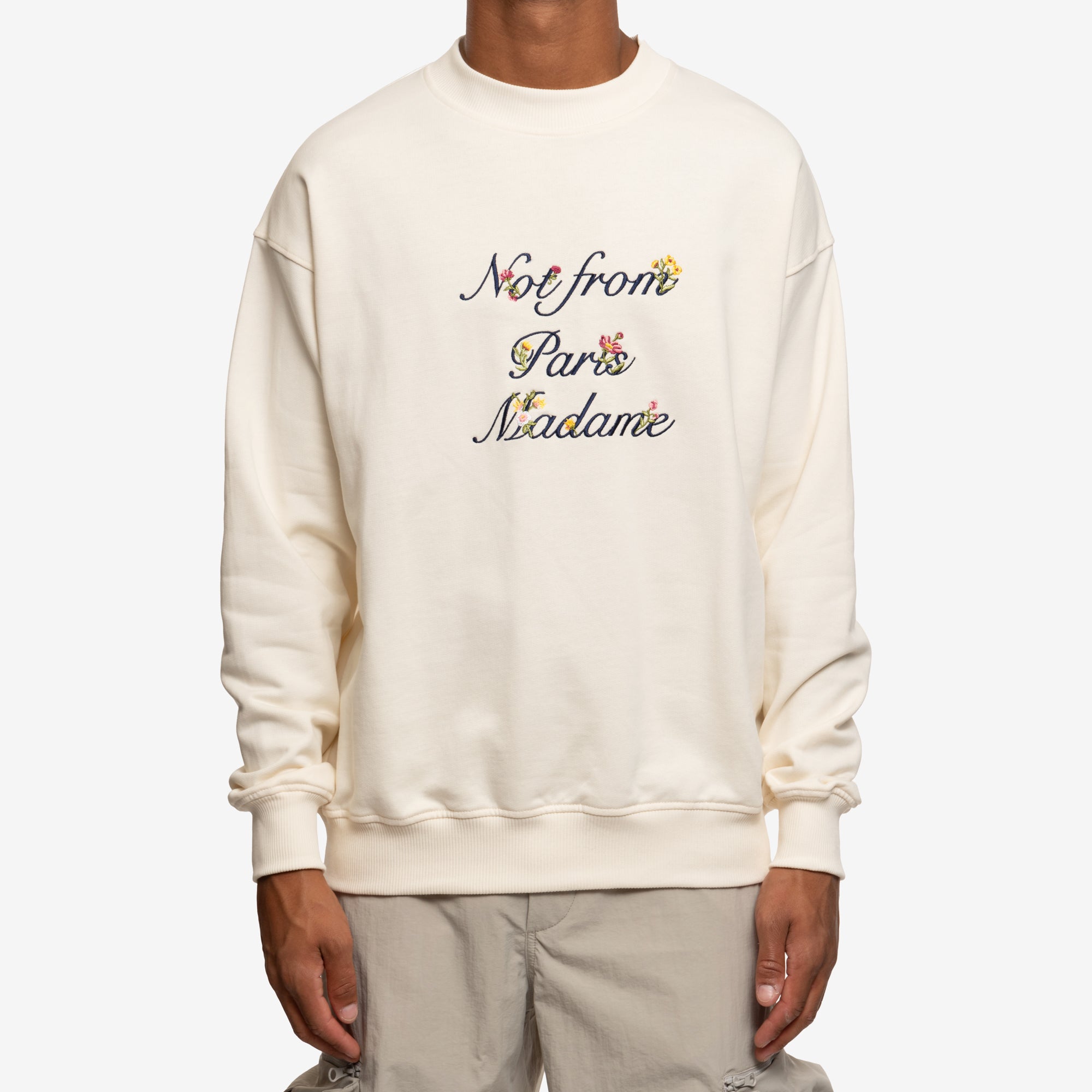 Drôle de Monsieur Le Sweat Slogan a Fleurs Cream - 1