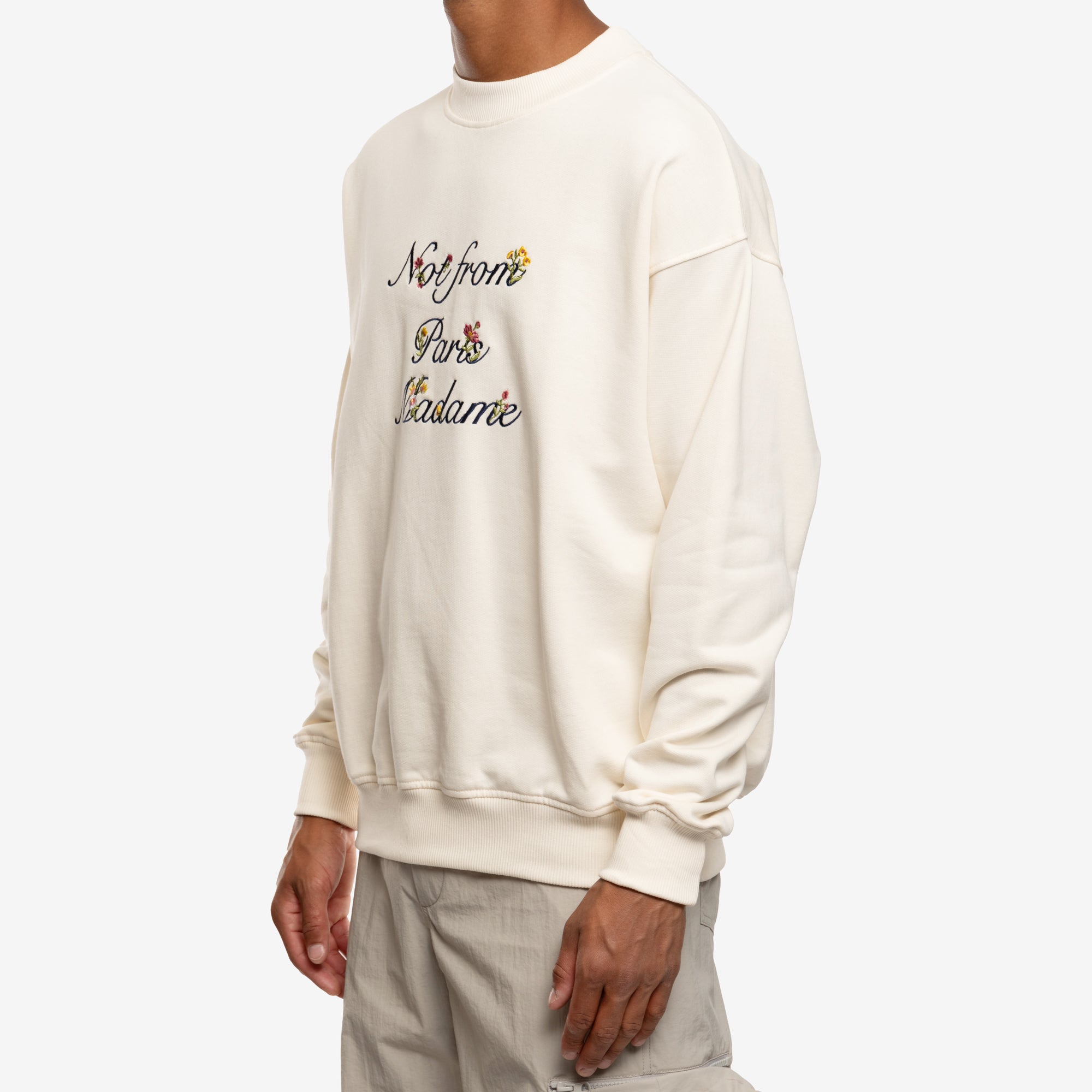 Drôle de Monsieur Le Sweat Slogan a Fleurs Cream - 3