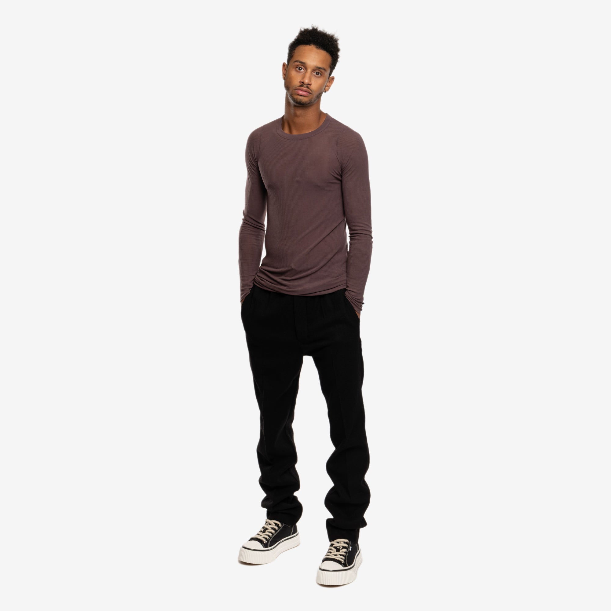 Rick Owens Rib Long Sleeve Amethyst T-Shirt Amethyst - 2