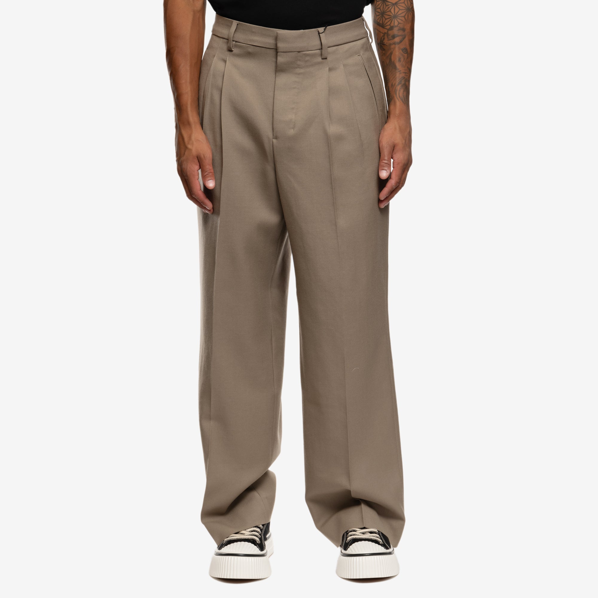 AMI Straight Fit Trousers Taupe - 1