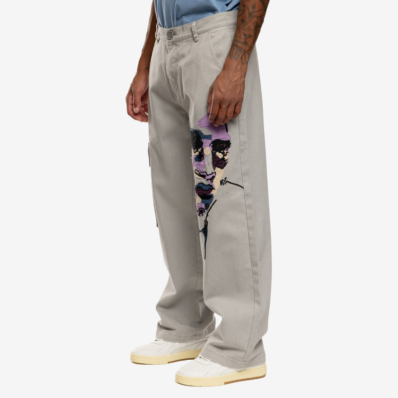 Embroidered Denim Pants