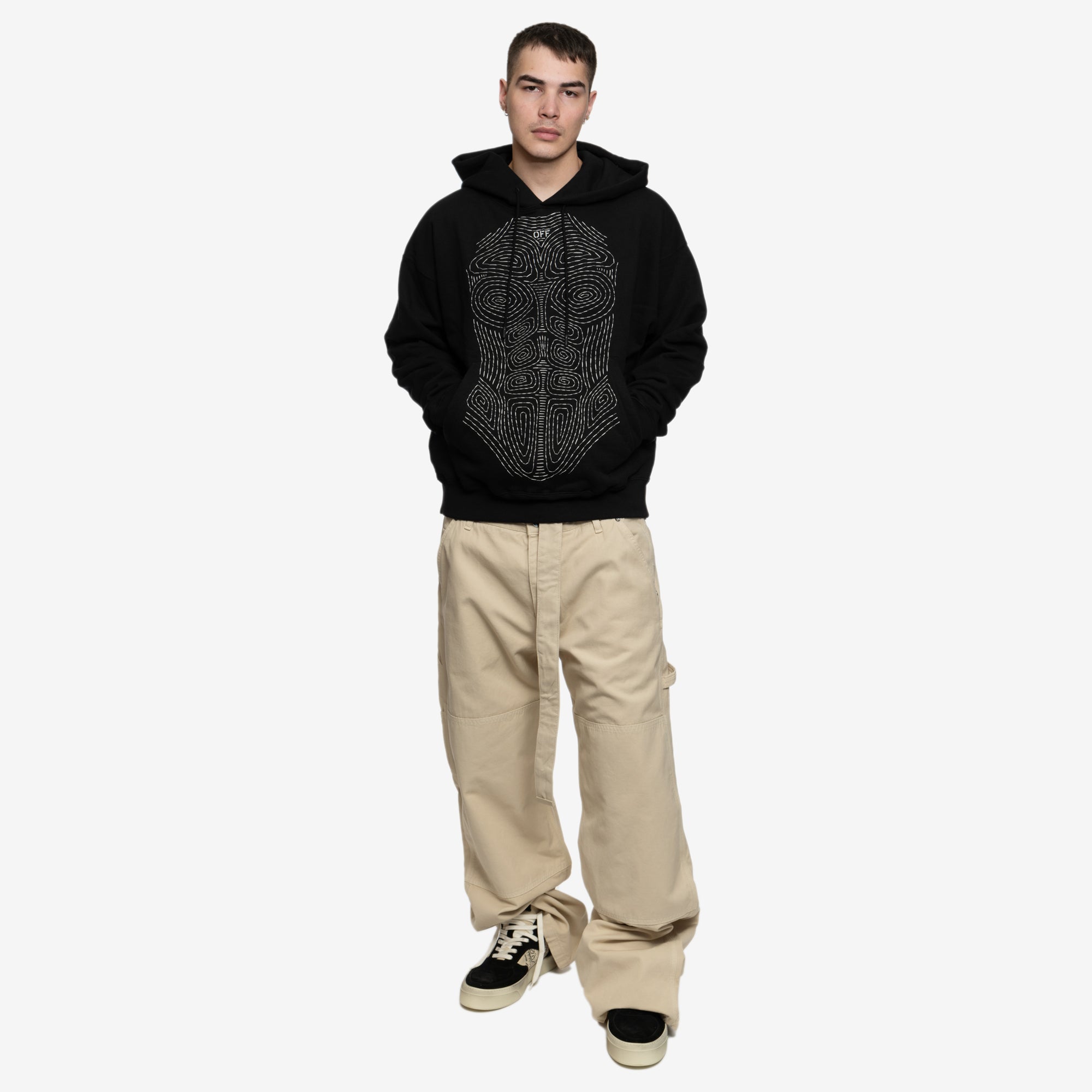 Off - White Body Stitch Skate Hoody BLACK - 2
