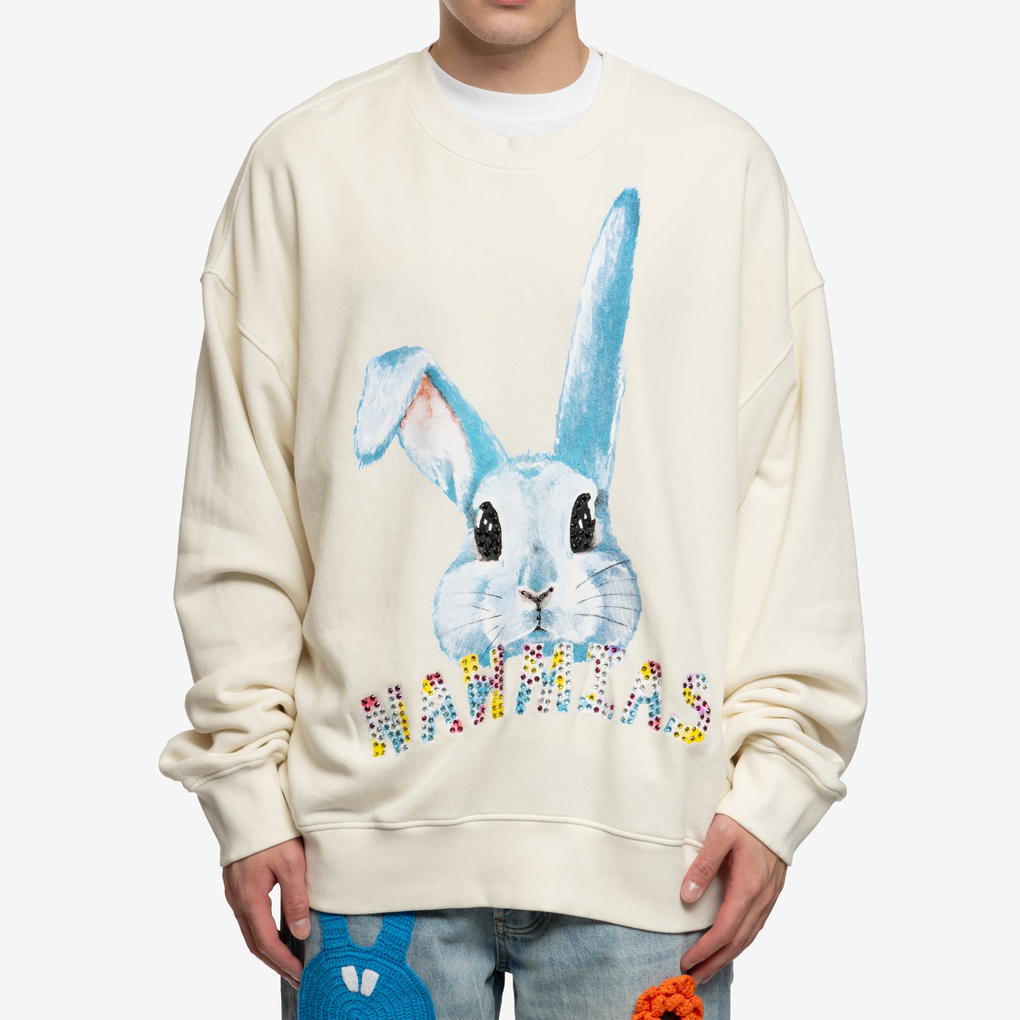 Nahmias Crystal Bunny Sweatshirt White - 1